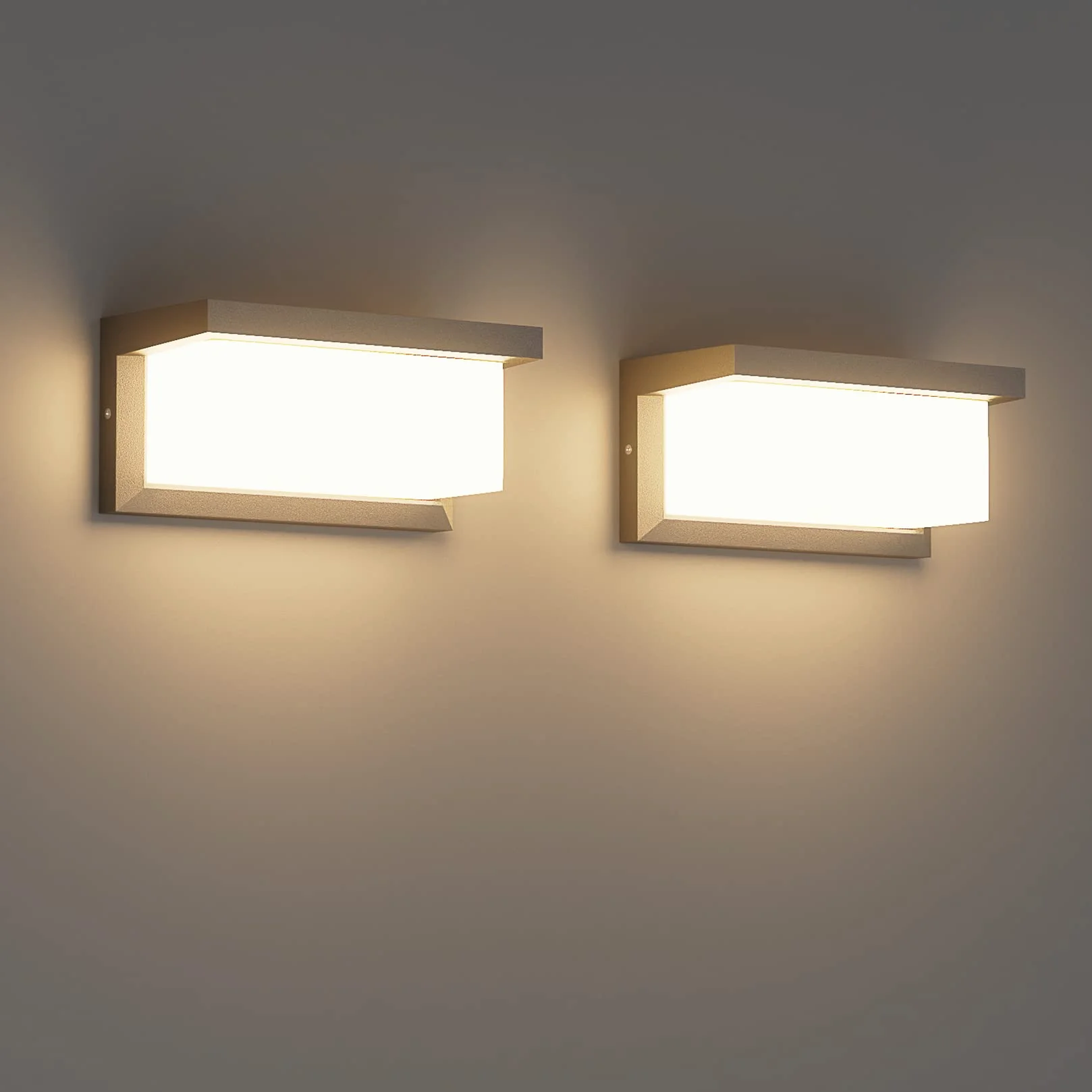 Klighten 24W 3000K IP65 Aplique LED Exterior Aluminio Rectangular Antracita
