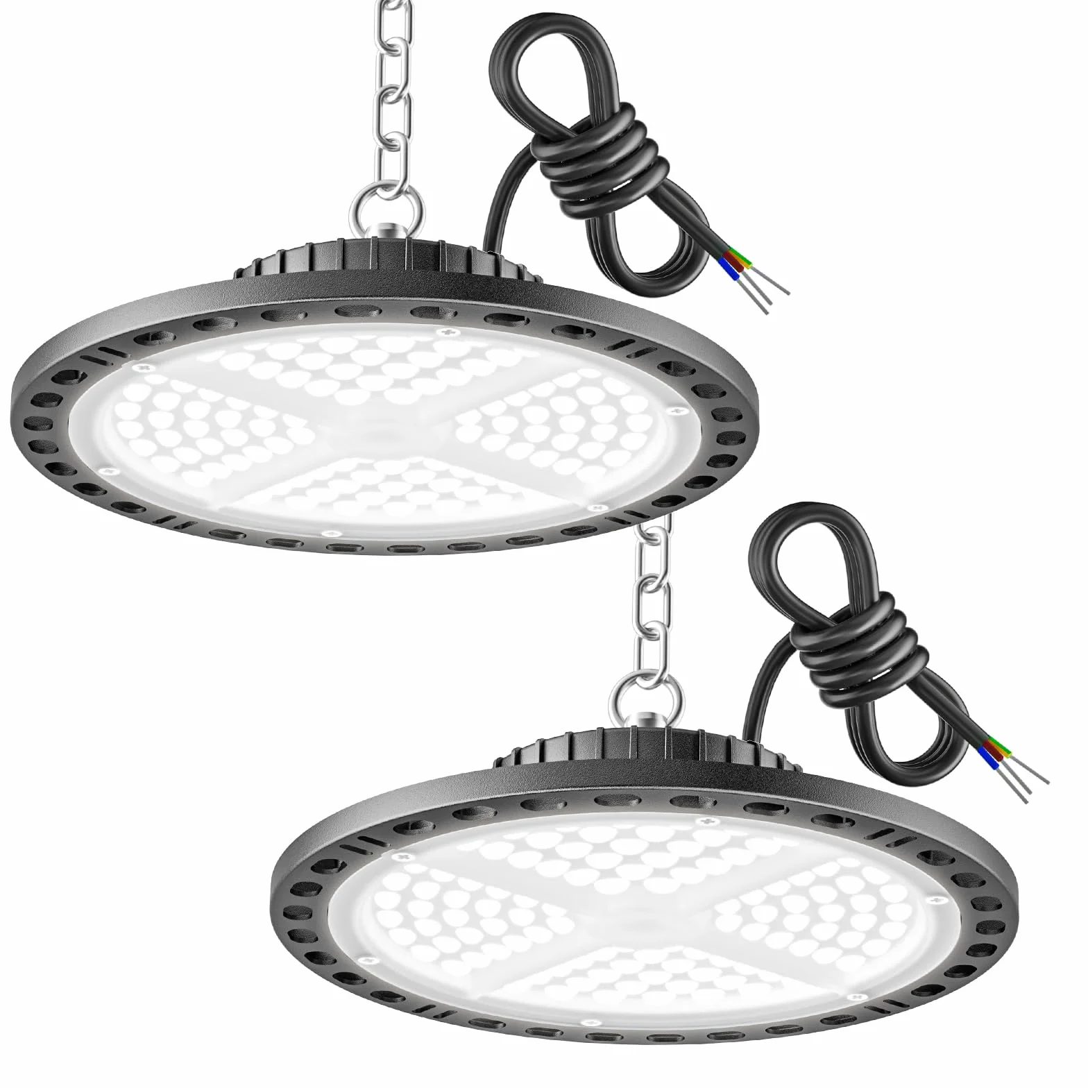 YIQIBRO 100W UFO Foco LED de Interior, 10000LM 7000K Blanco Frio Luz de Garaje,IP65 Impermeable Proyector LED Interior Industrial para Iluminação Comercial 2 Piezas