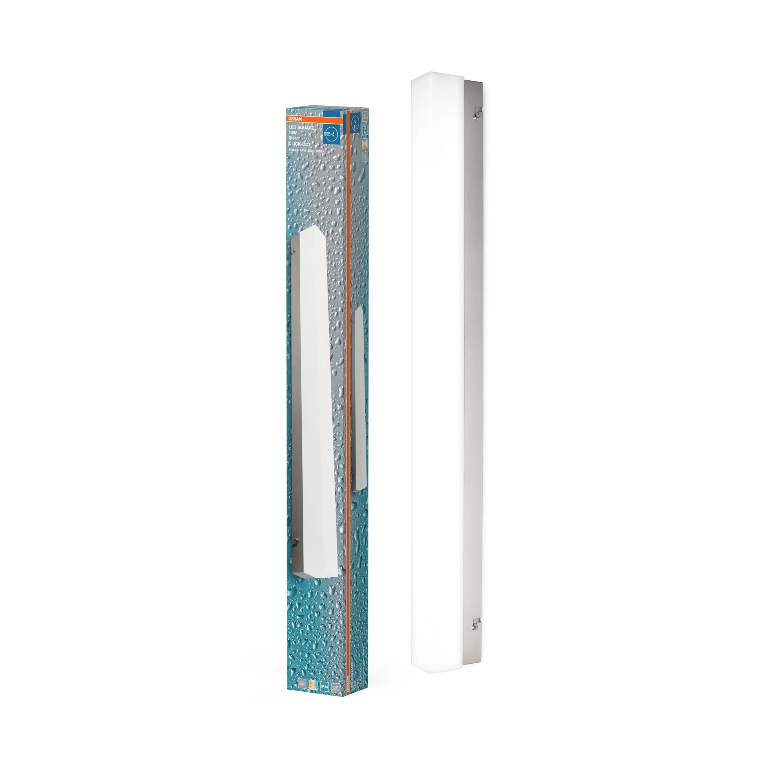 OSRAM LED Square aplique/plafón baño en blanco de aluminio, temp color ajustable con interruptor pared, protección IP44, montaje superficie interior