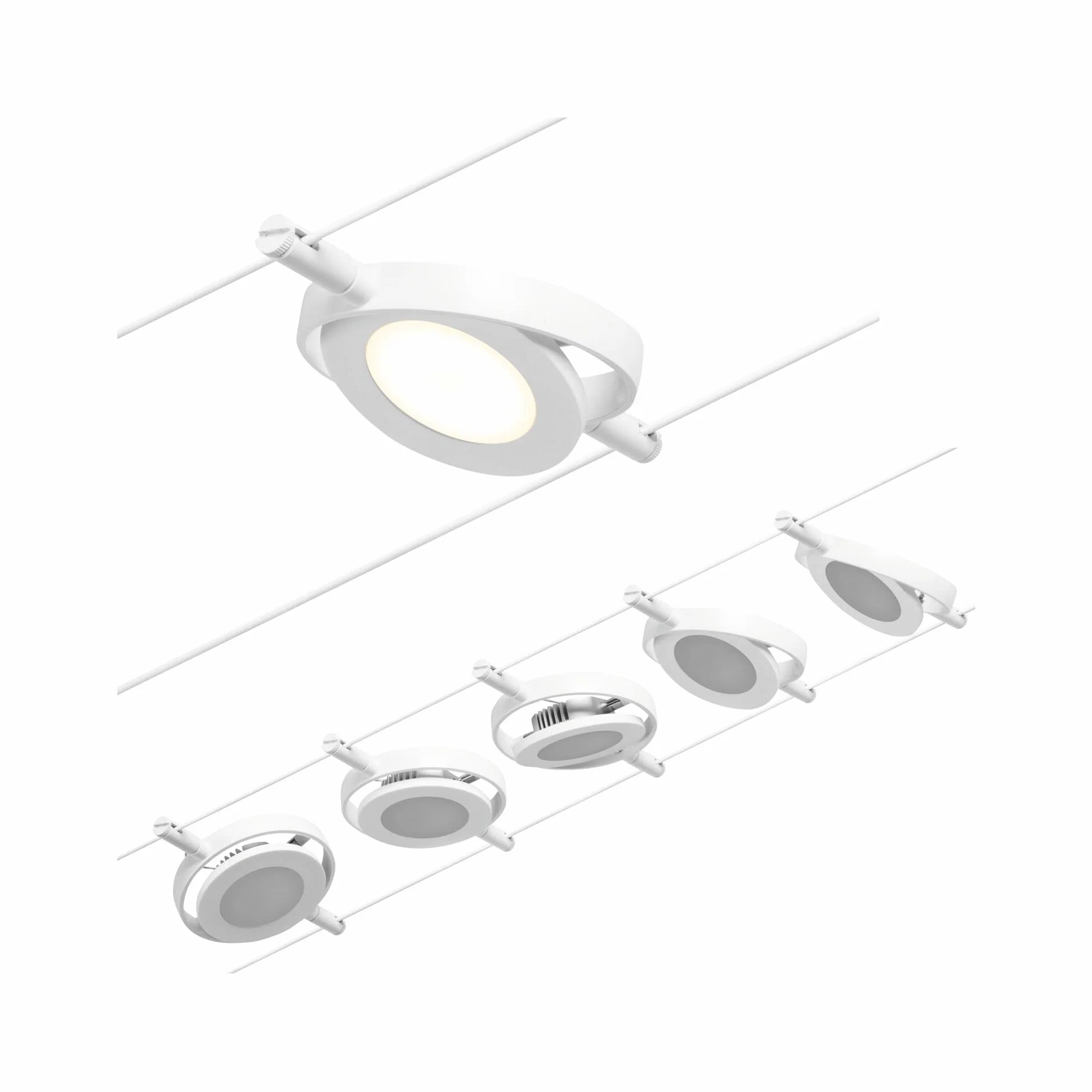 Paulmann CorDuo Juego sistema cable LED RoundMac DC 5x4.5W extensible Blanco cromado 3000K