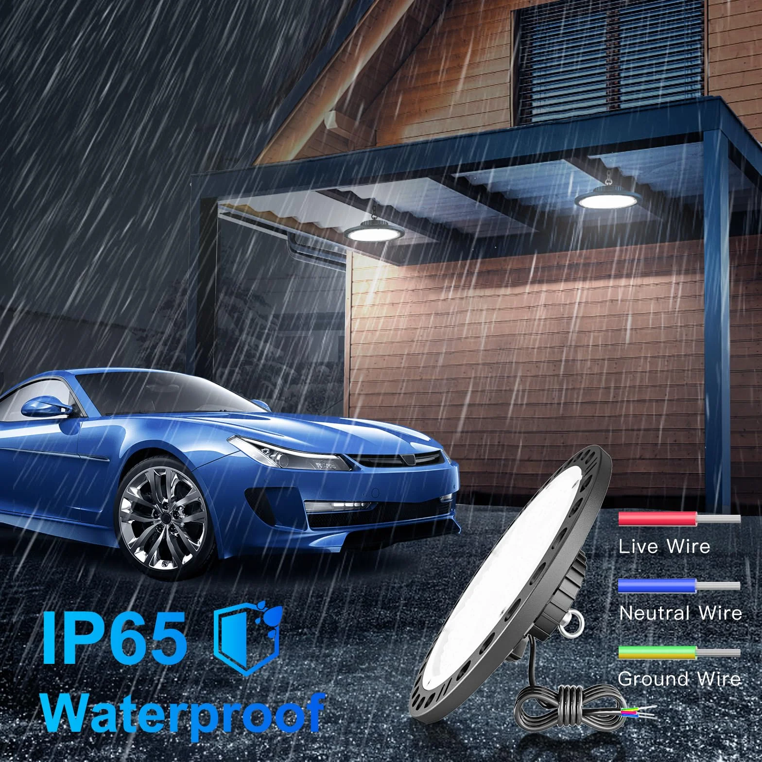 YIQIBRO 100W UFO Foco LED de Interior, 10000LM 7000K Blanco Frio Luz de Garaje,IP65 Impermeable Proyector LED Interior Industrial para Iluminação Comercial 2 Piezas