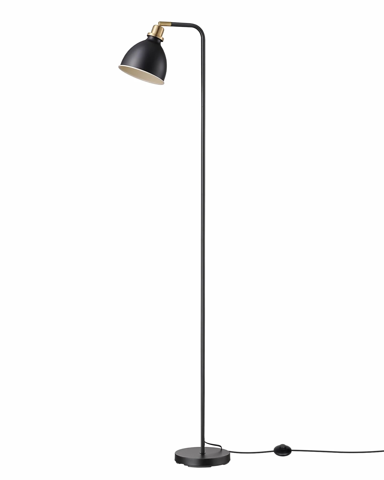 EDISHINE Lámpara de Pie Industrial, Retro con Pantalla Metálica, Cabeza Ajustable, E27, Negro