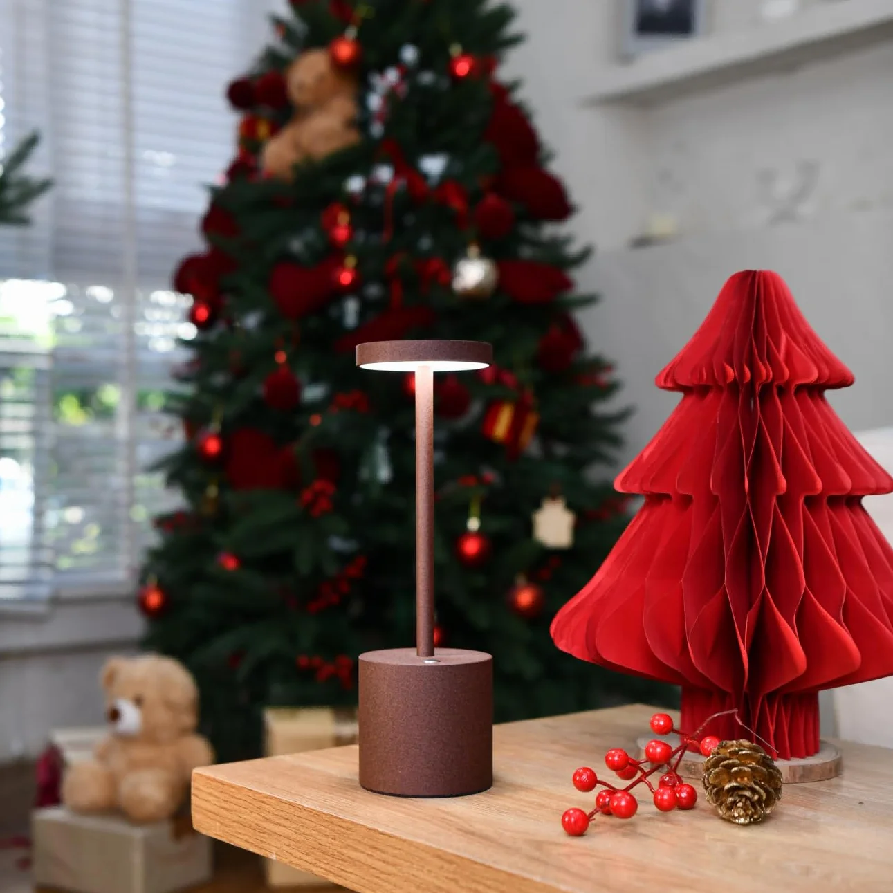 2 Piezas Lámpara de Mesa Inalámbrica, Lámpara de Mesa LED Recargable de 5000mAh, Regulable, Lámpara de Metal, Para el Comedor, el dormitorio, el exterior (Corten)
