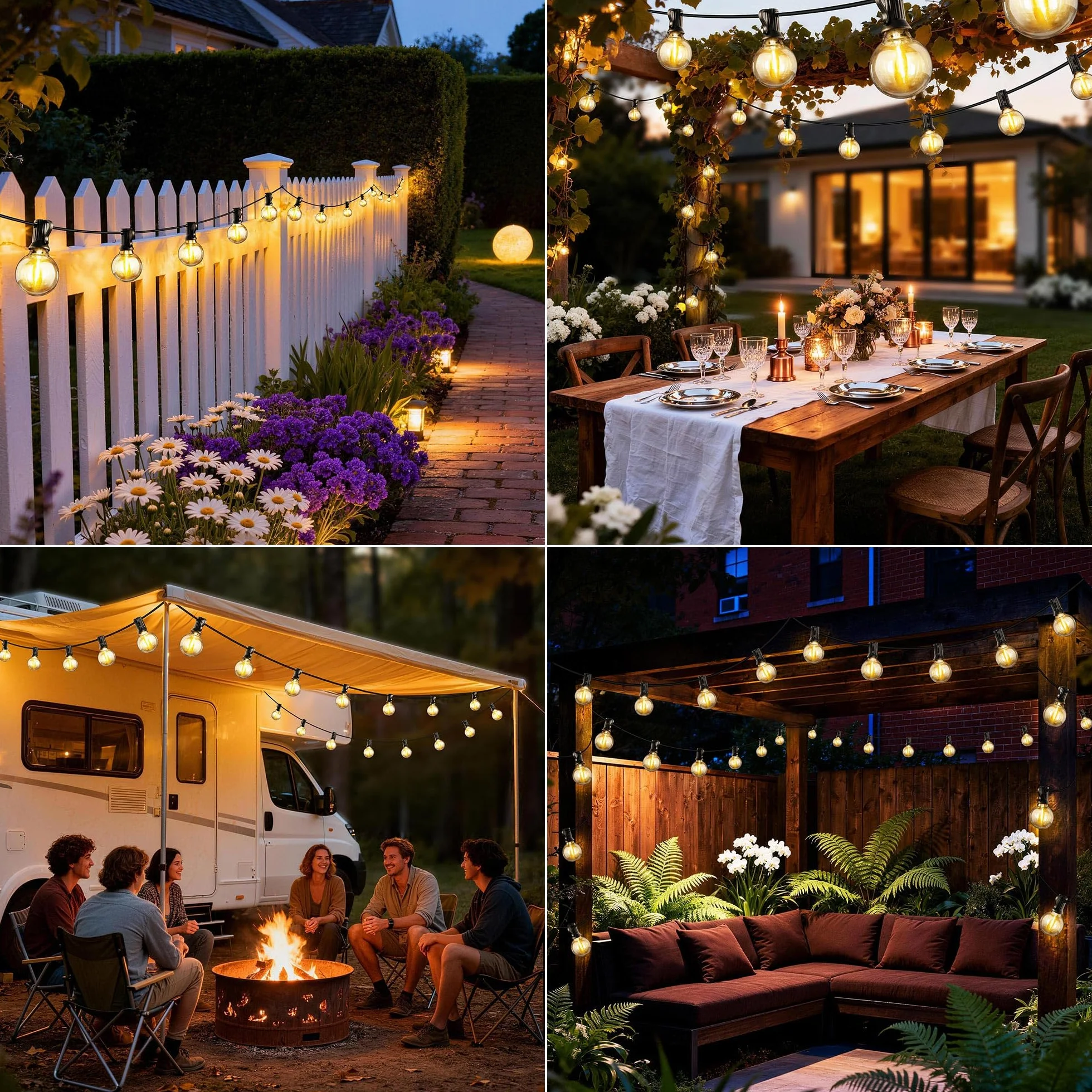 Joomer 20M Guirnaldas Luces Exterior G40 Bombillas 3 Modos Impermeable LED Con Enchufe