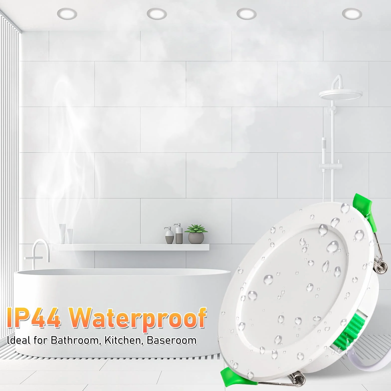 Hossom Downlight LED Techo Empotrable 7W 600LM 230V IP44 Corte 67-75mm Blanco Cálido 3000K Natural 4000K Frio 6500K Pack 6