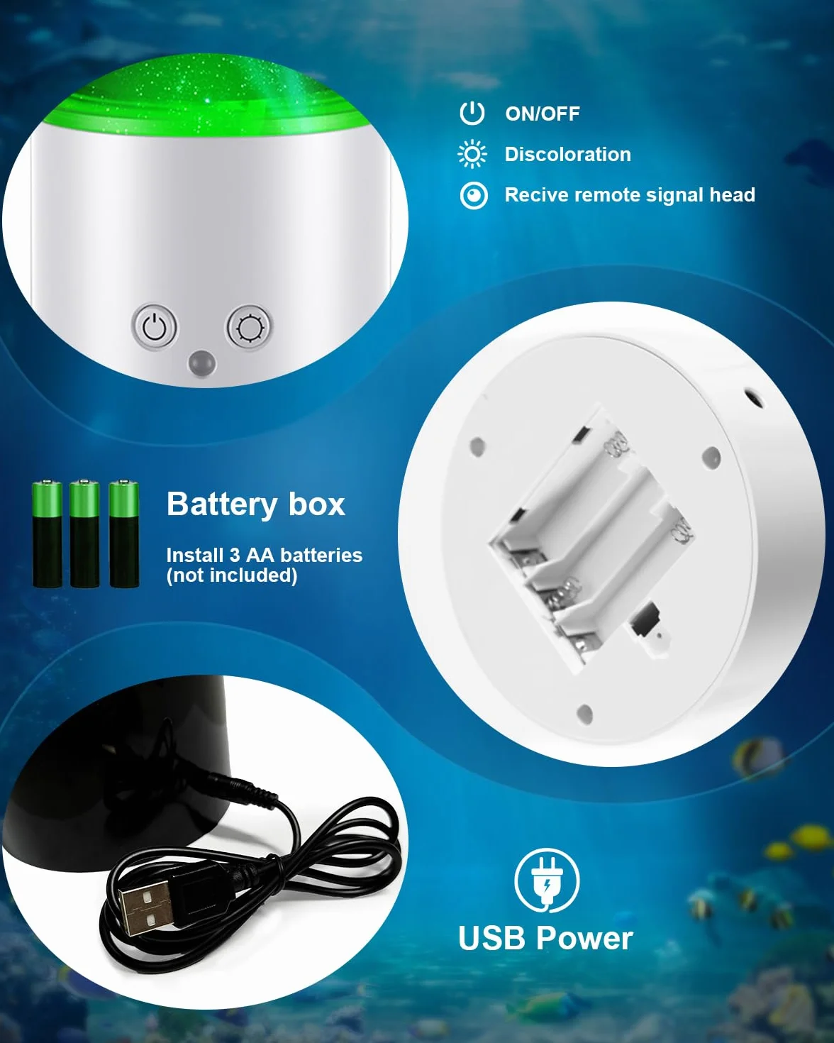 AONESY Lámpara LED Medusa 17 colores con mando a distancia