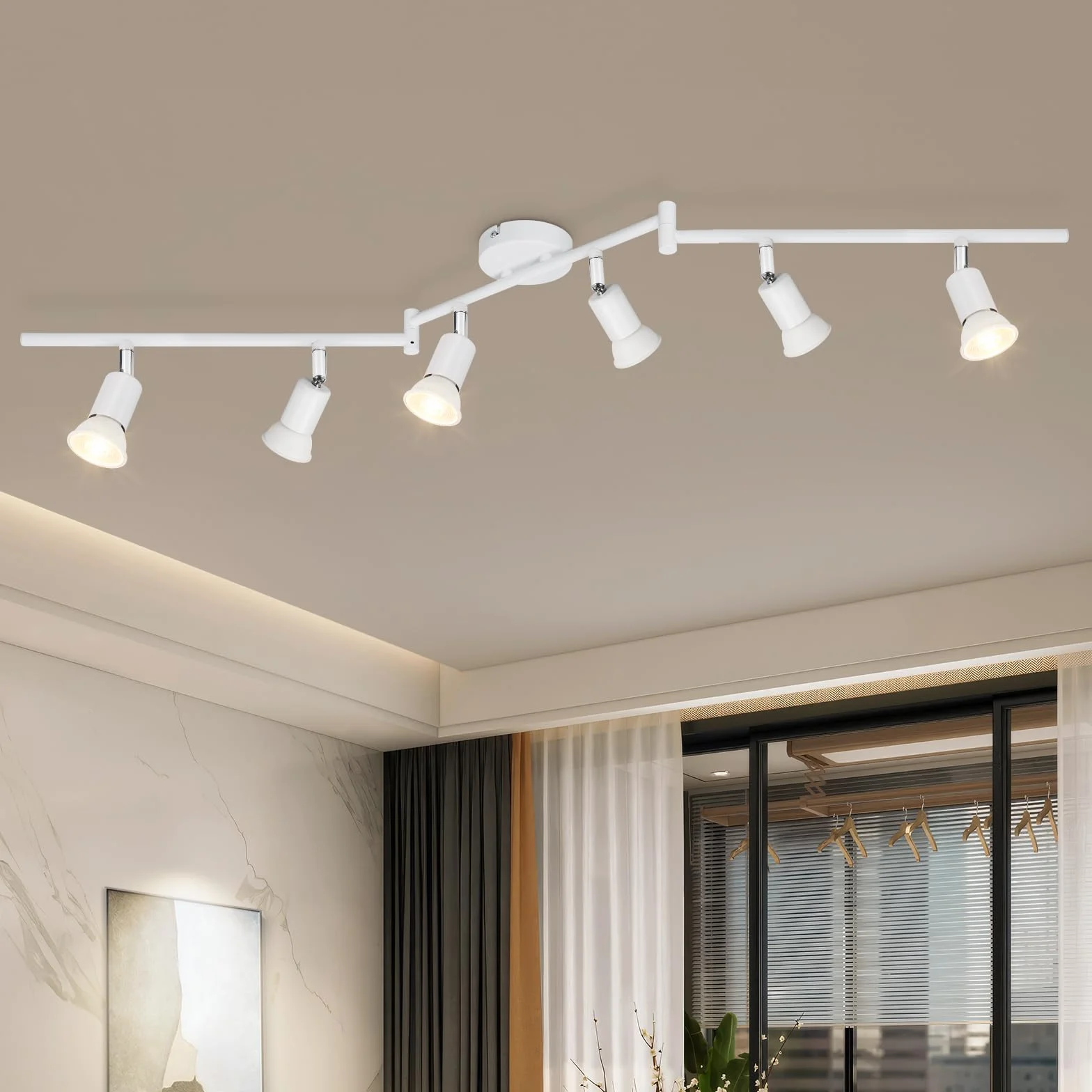 Lámparas de Techo LED 6 Focos Orientables GU10 Blanco Giratoria