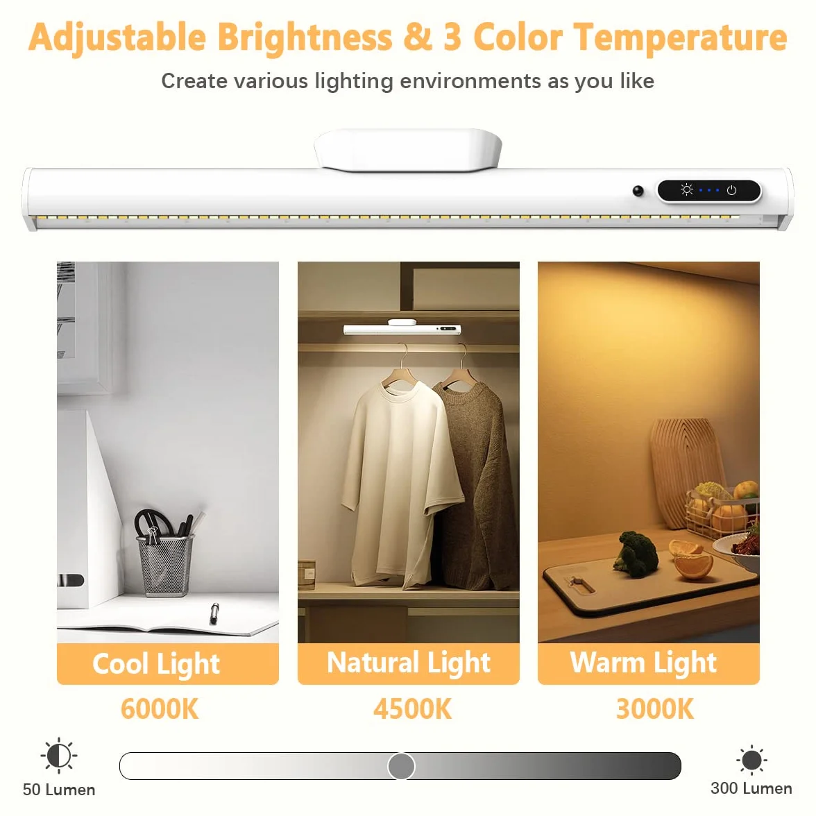 Hapfish Lampara LED Escritorio 4000mAh, Flexo LED Escritorio Sin Cable con Mando a Distancia, Luz Armario USB Recargable Magnetica Inalambrica, Lámpara Pared Pilas para Cocina Mesa Estanteria Espejo