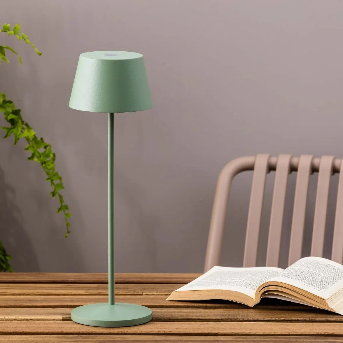 SAVINA, Lámpara Portátil, Verde, Interior y Exterior, LED 2.2W Regulable, Batería Recargable 9 Horas, IP65