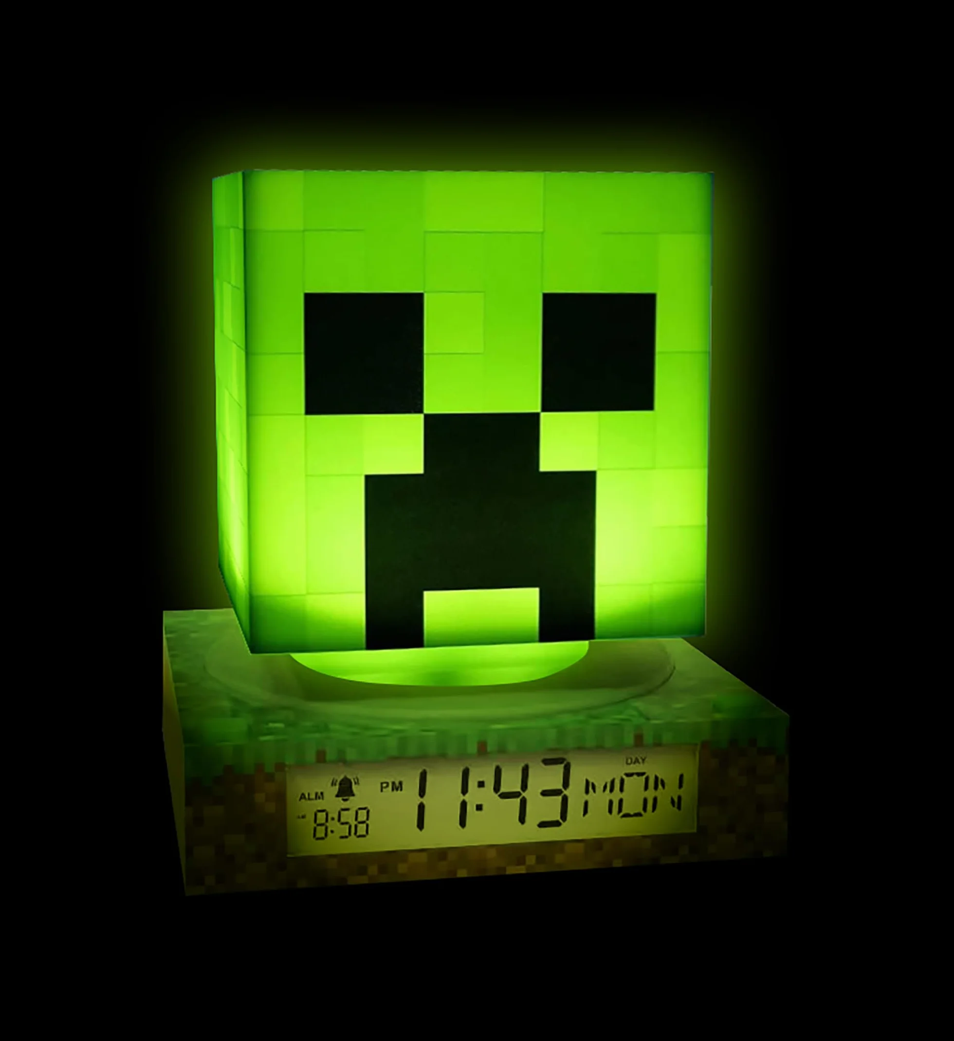 Minecraft 3D Despertador con Fecha y Luz Nocturna