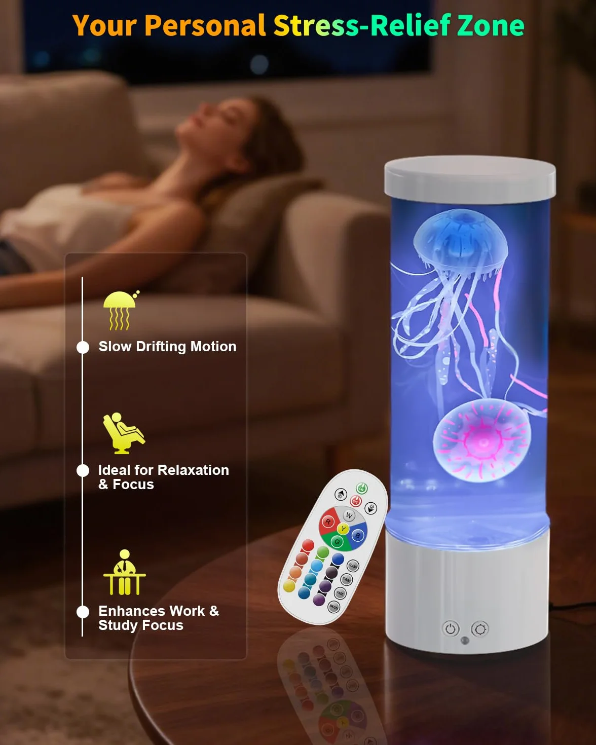 AONESY Lámpara LED Medusa 17 colores con mando a distancia