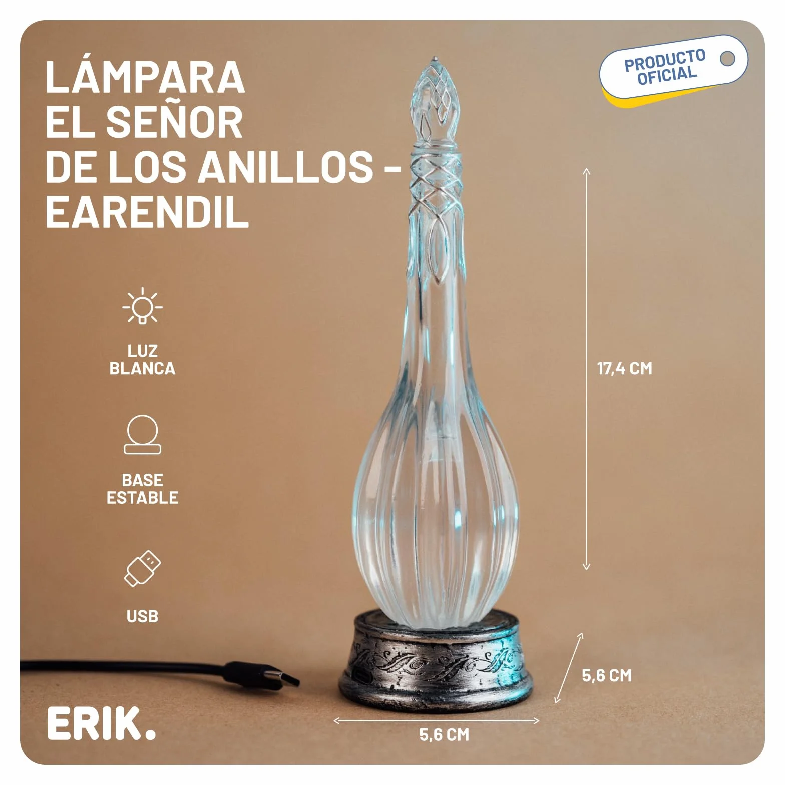 Lampara El Señor de los Anillos Earendil - Lampara escritorio Gaming │ El Señor de los Anillos Regalos - Figura con LUZ LED tenue (Funciona con USB) Decoración Lord of the rings Merchandising OFICIAL