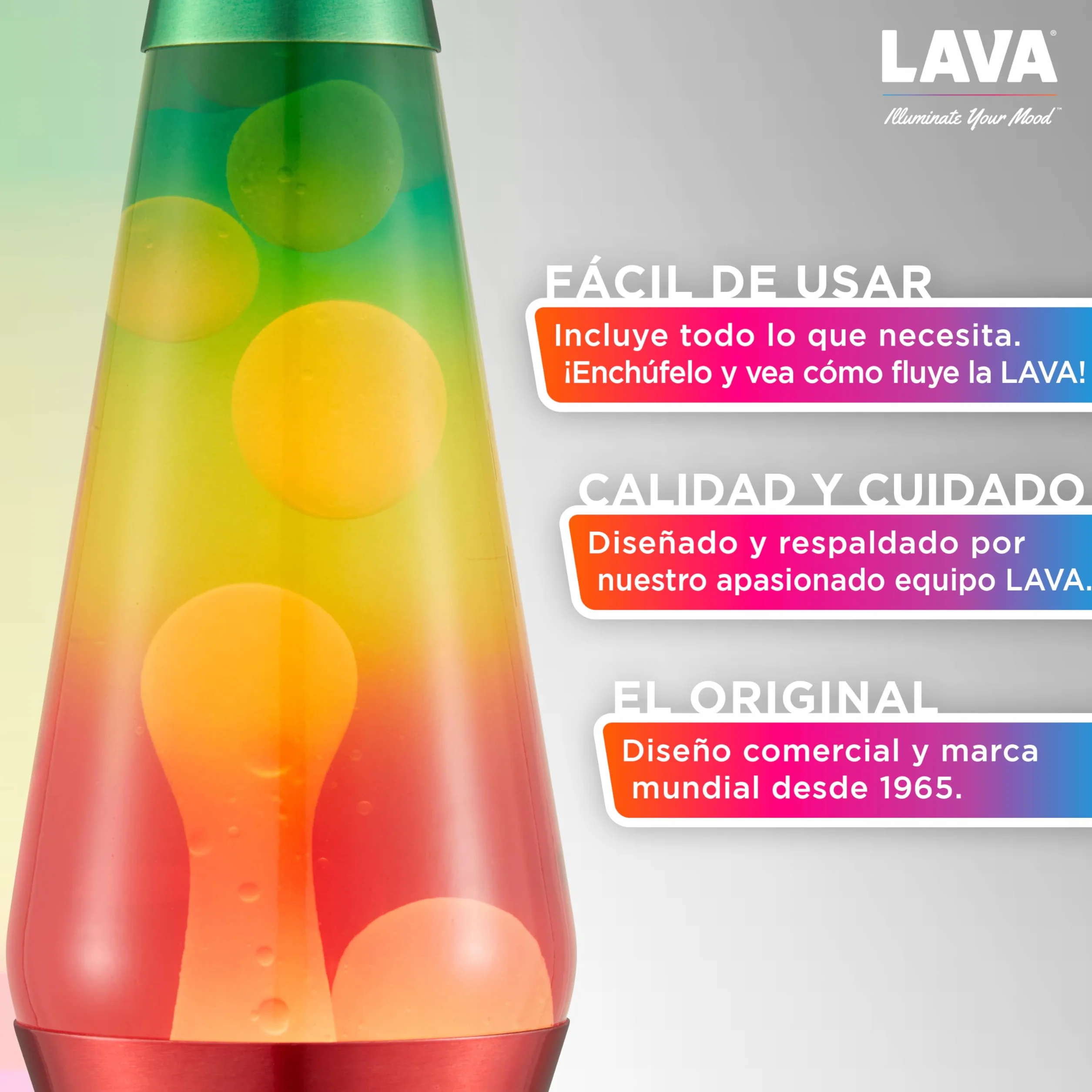 Lava® Lampada Arcobaleno 2513 Globo Tricolore Dipinto a Mano 14,5 Pollici