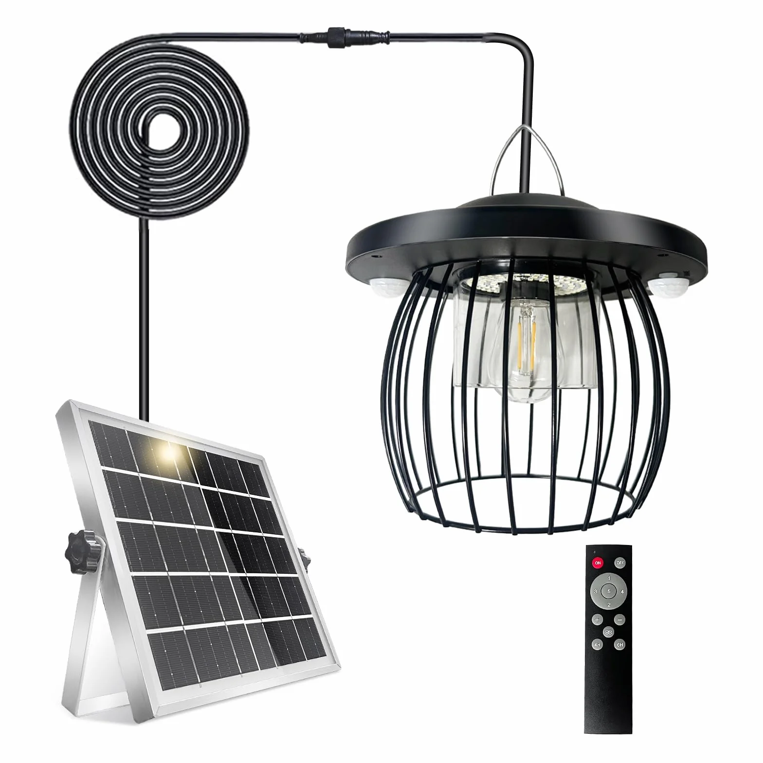 CREATESTAR Lámpara Solar Colgante Exterior, Luz Solar Exterior con Mando a Distancia, IP66 resistentes al agua, Lámparas Colgantes Solares para Jardín Terraza Patio Garaje Balcón Pabellón
