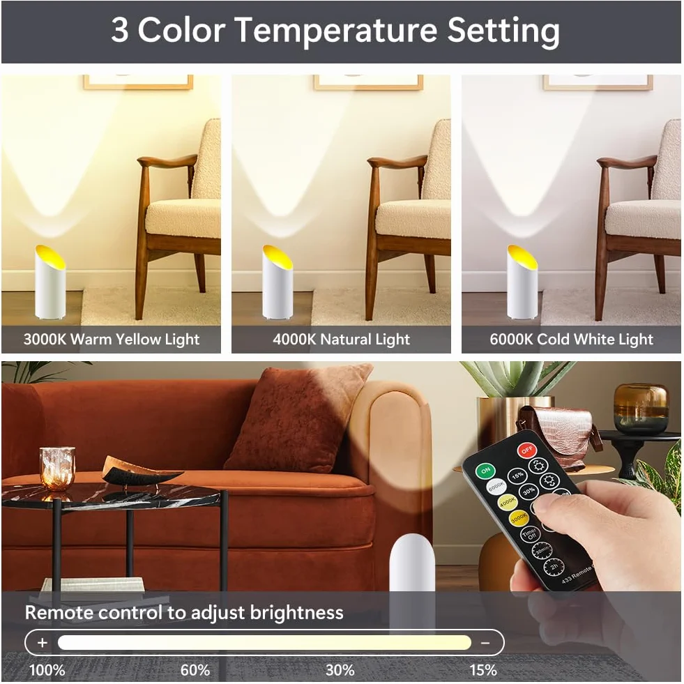 Foco LED de Pie 9W Tres Colores Luz Cálida Natural Blanca Fría Control Remoto y Pedal Blanco