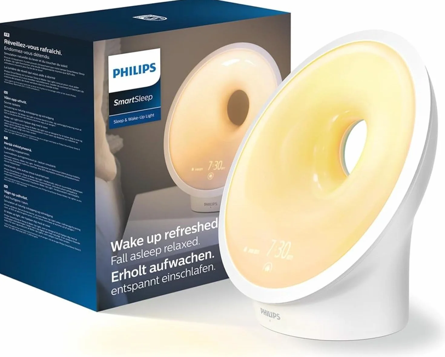 Philips HF3651/01 Wake-up Light luz natural, radio FM, cargador móvil, plástico blanco 12x19x19 cm