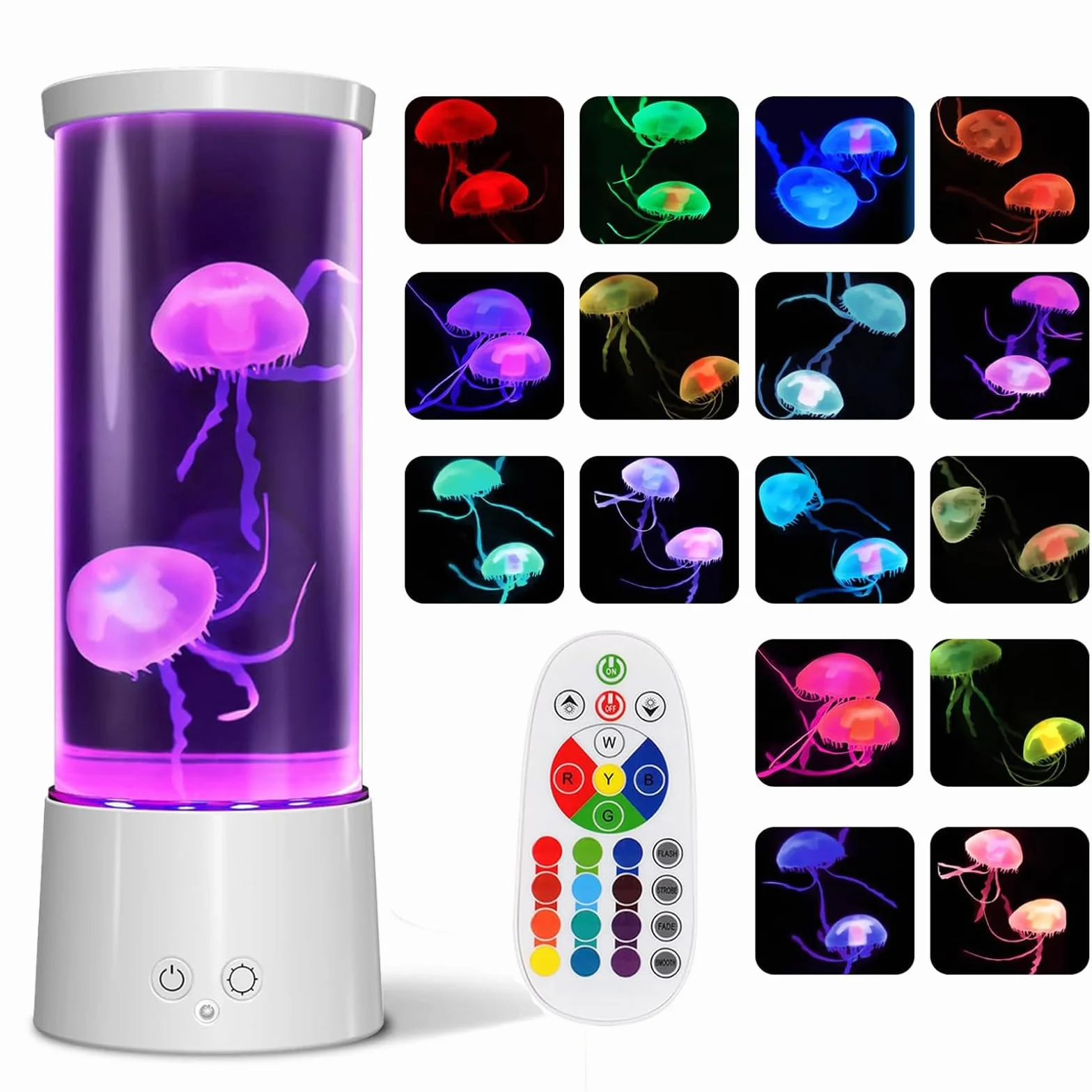 Lámpara de Lava Medusa Acuario USB con 17 Colores LED Control Remoto Luz Nocturna