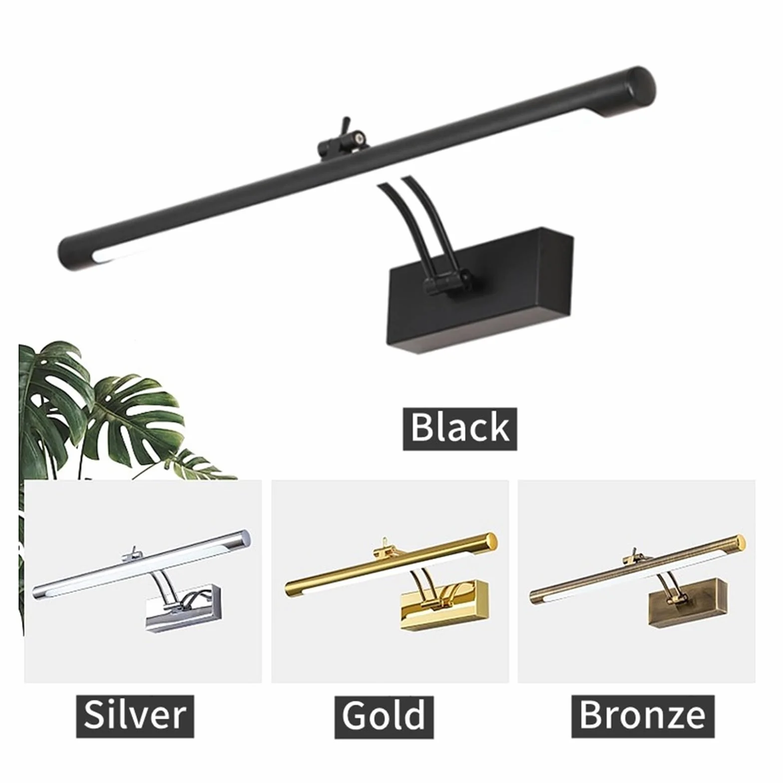 Lámpara de pared LED moderna baño acero inoxidable resistente al agua L40/55/70CM con interruptor