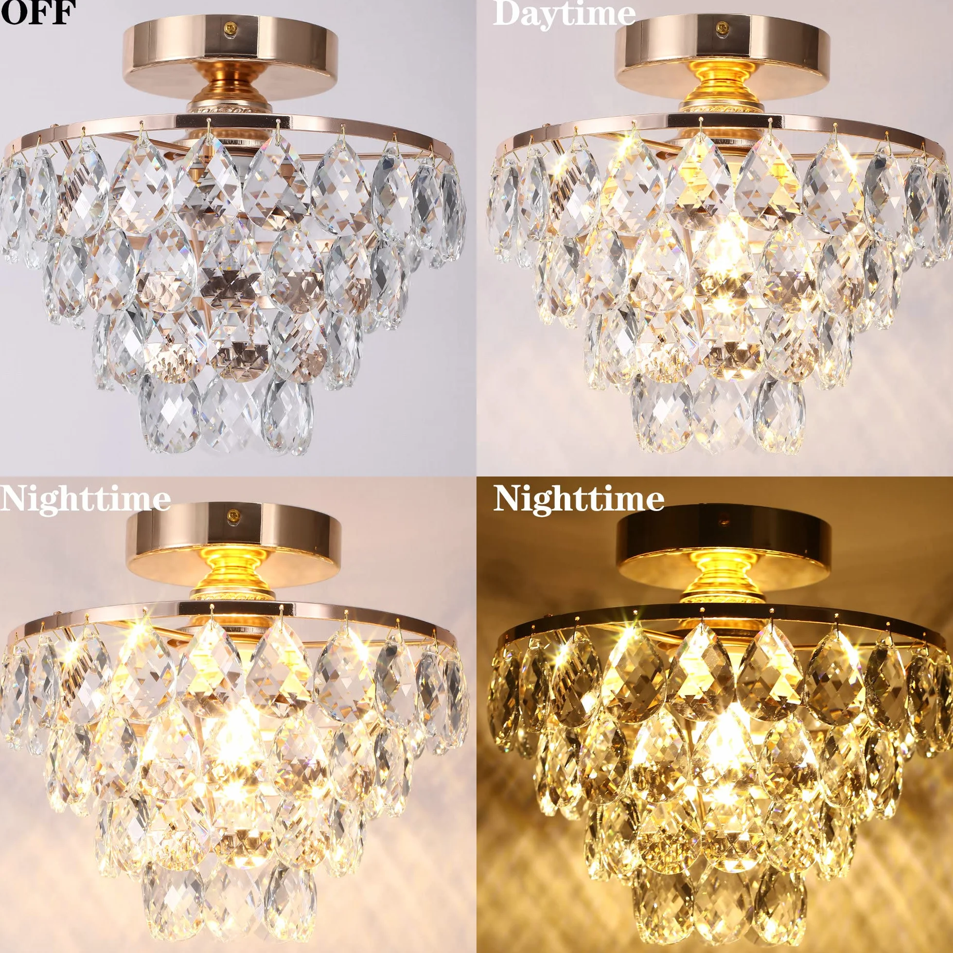 Mini Lámpara De Techo De Cristal Pequeña, Moderna Para Pasillo, Accesorios De Iluminación De Techo, Lámpara De Araña Salón (Oro)
