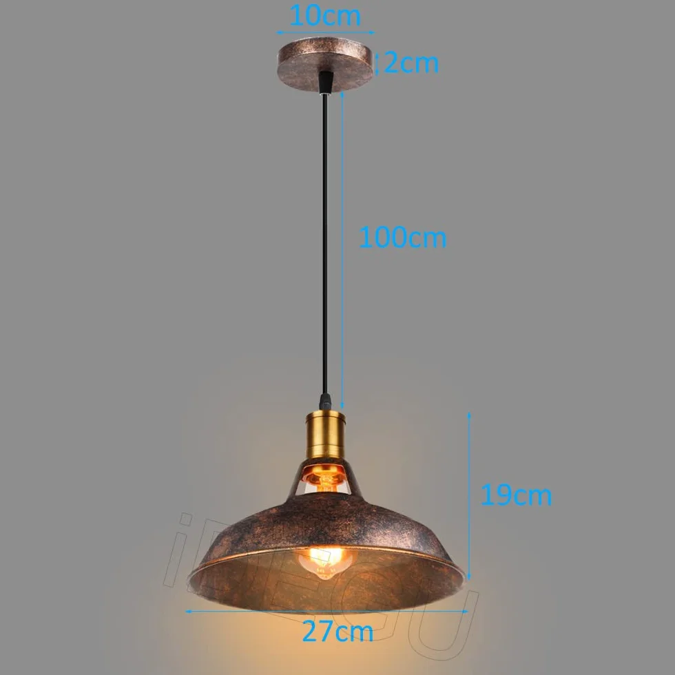 iDEGU Lámparas Colgantes Vintage 2 Piezas Lámpara de Techo Industrial E27 27cm Óxido