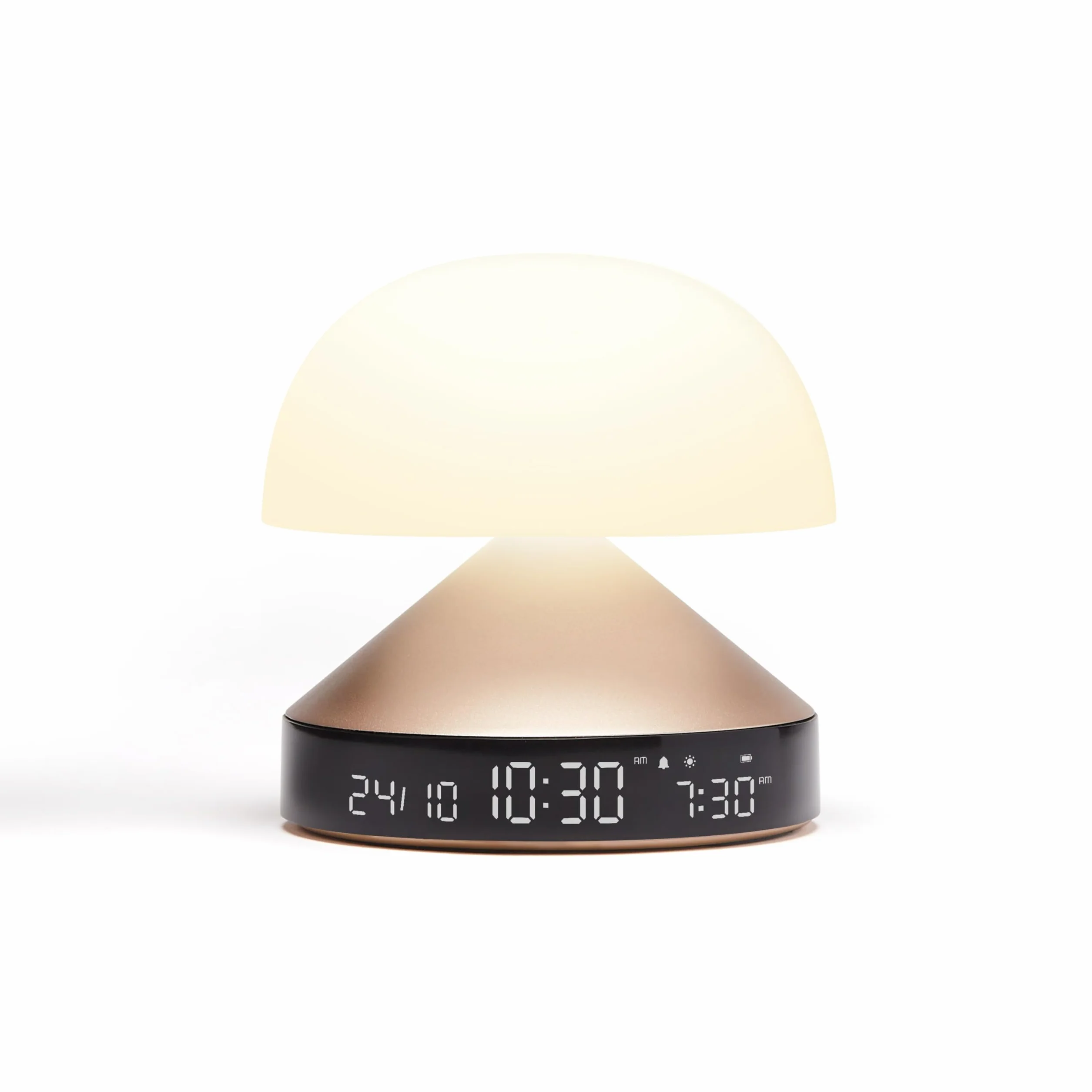 Lexon Mina Sunrise Despertador Luminoso de mañana, simulador de Amanecer y anochecer, 5 Sonidos Naturales, lámpara de Noche LED, luz Nocturna y Terapia de luz - Oro Suave