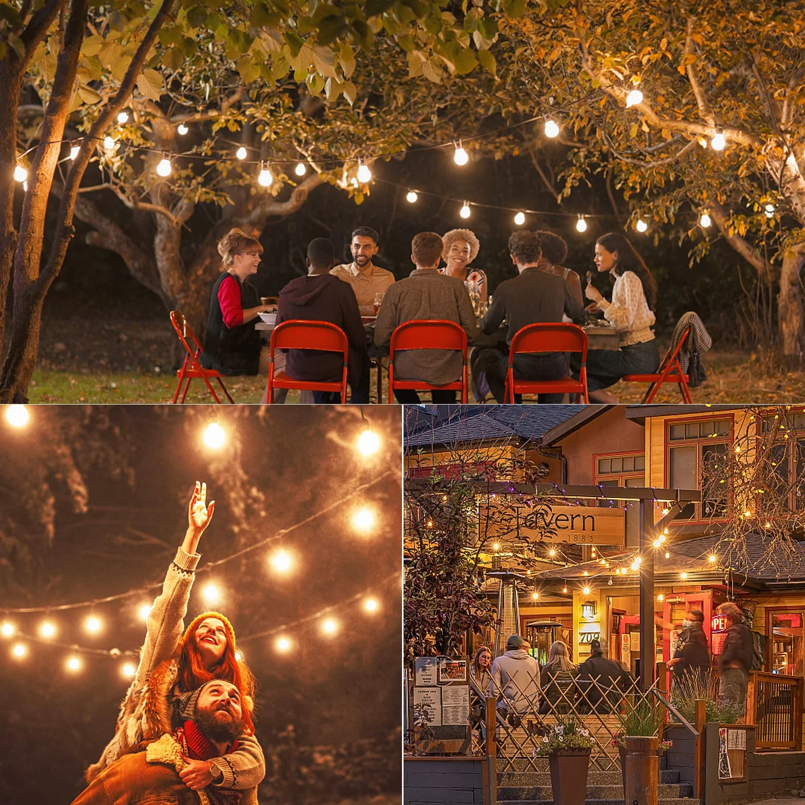 Guirnaldas Luces Exterior 30M LED G40 50+2 Bombillas Impermeable para Patio Boda Navidad