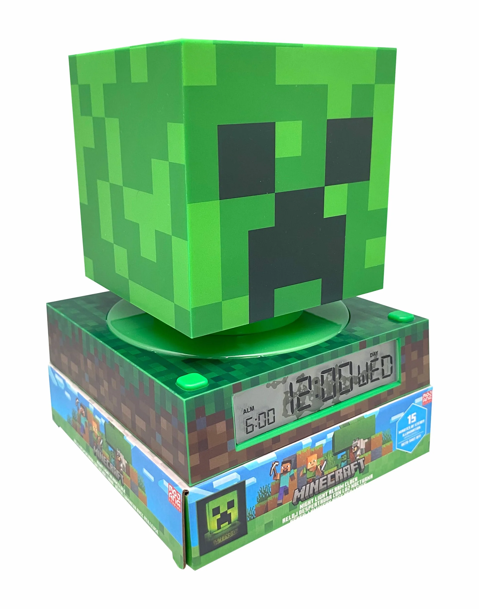 Minecraft 3D Despertador con Fecha y Luz Nocturna