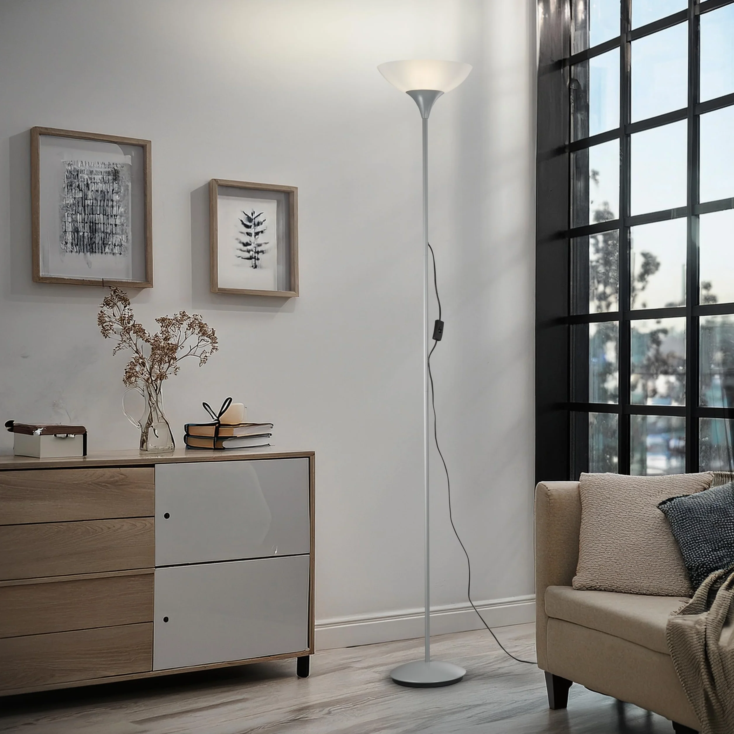 Reality Leuchten Lámpara de pie titan con interruptor E27 100W Blanco 1 Unidad