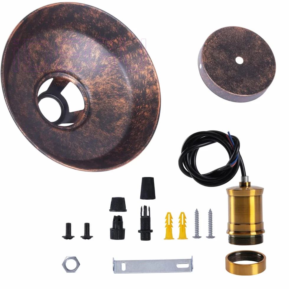 iDEGU Lámparas Colgantes Vintage 2 Piezas Lámpara de Techo Industrial E27 27cm Óxido