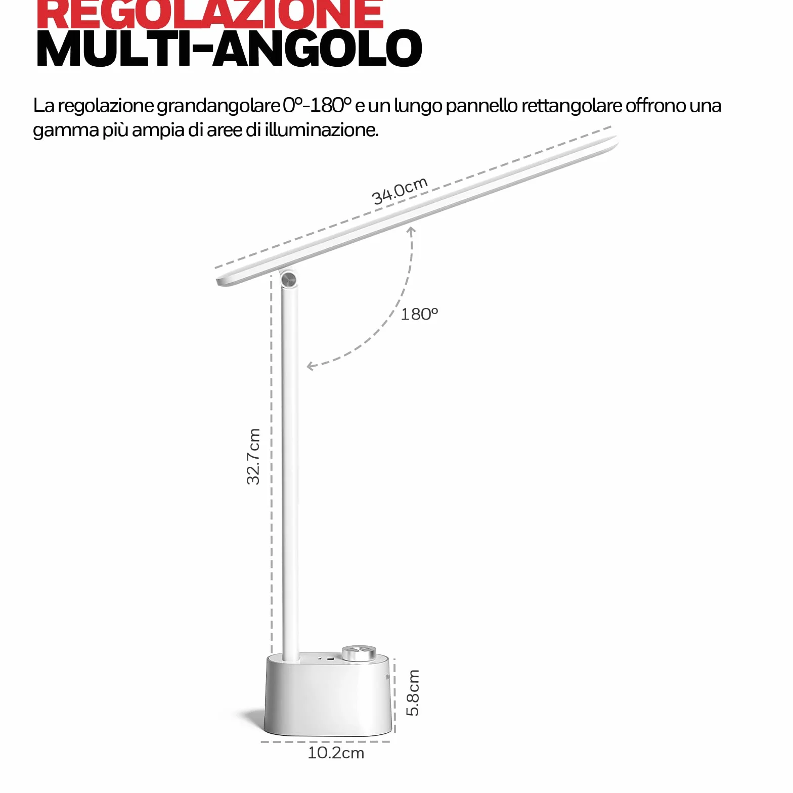 Honeywell lampara escritorio con puerto de carga USB - Escritorio LED flexo regulable para el cuidado de los ojos para la oficina en casa, lámpara de mesa pequeña portátil plegable trabajar, HWT-H01