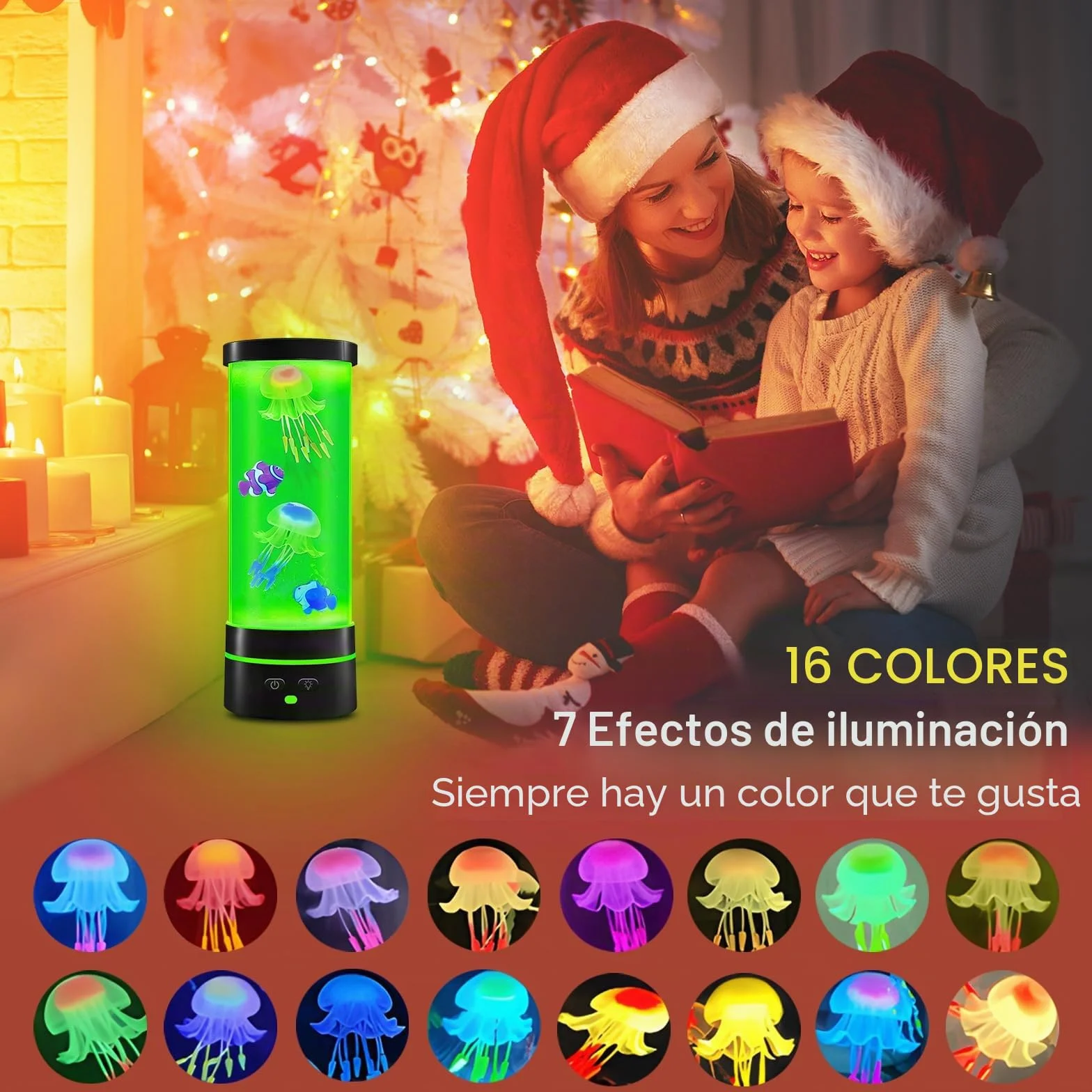 Ambesty Lámpara de Lava Medusas LED 17 Colores con Mando a Distancia