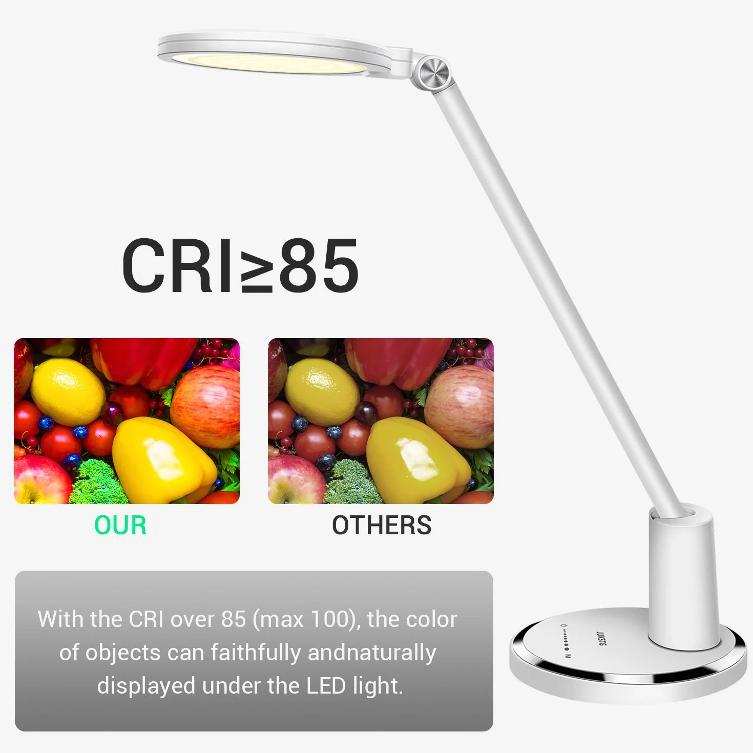 Lámpara de escritorio LED, 12W Lámpara de mesa de oficina Control táctil regulable 10 Brillo 5 niveles de color Protección ocular Lámparas de mesa Lámpara de noche(blanco)
