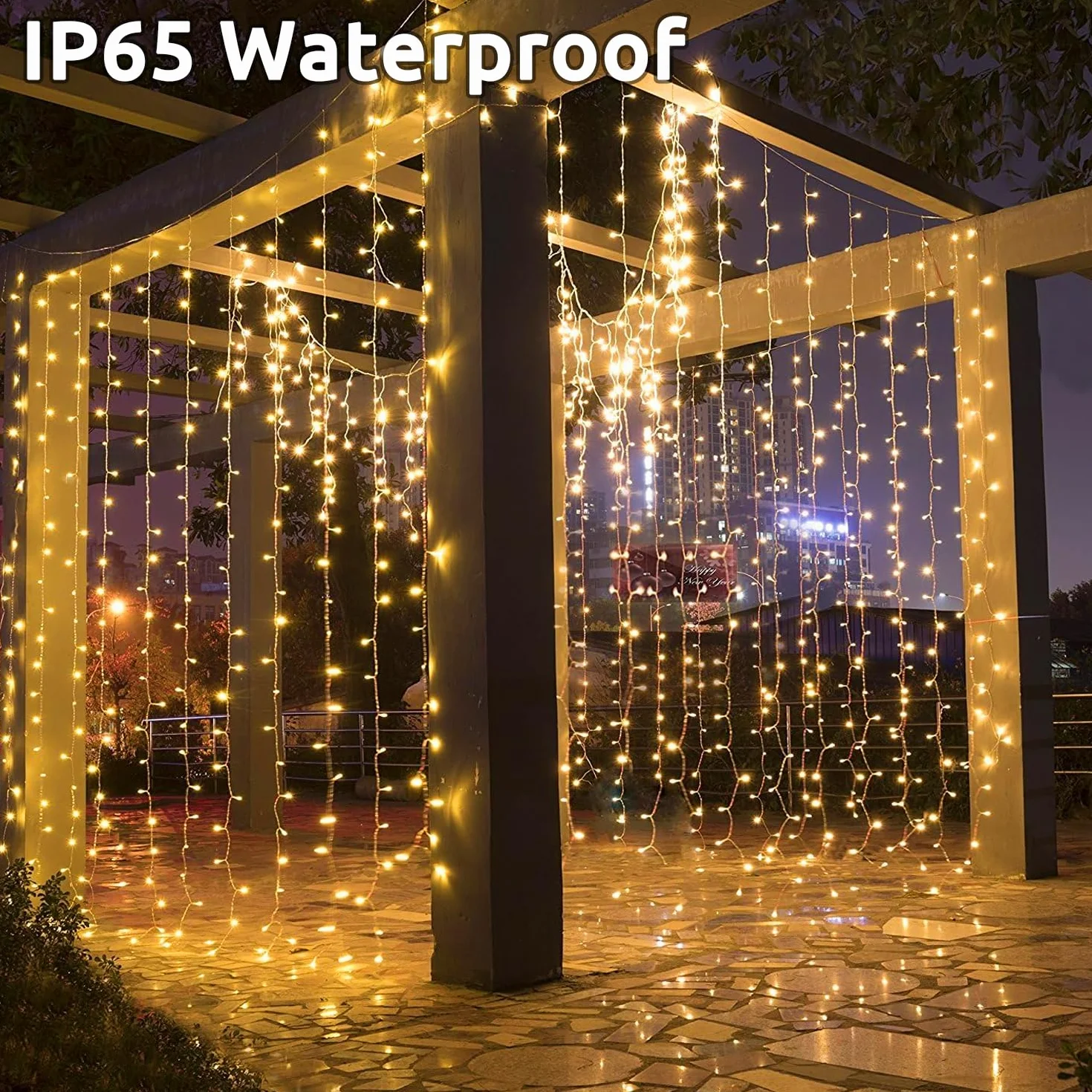 Cozymeow Cortina de Luces 6M x 3M 600 LED Impermeable Exterior Blanco Cálido