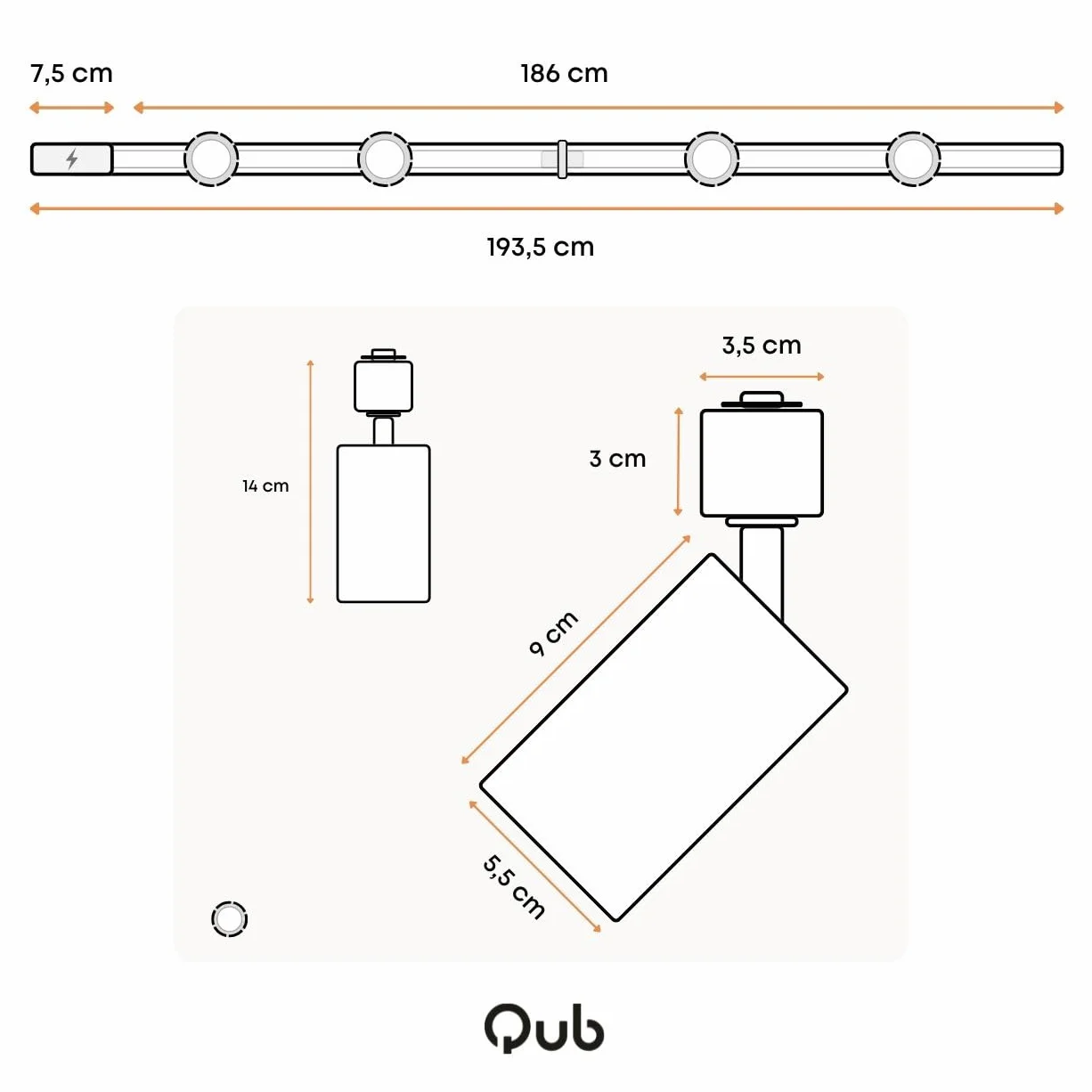 Focus III - Iluminación de riel de 1 fase - GU10 – 200cm – Forma i - 4 focos - Sistema de riel - Blanco
