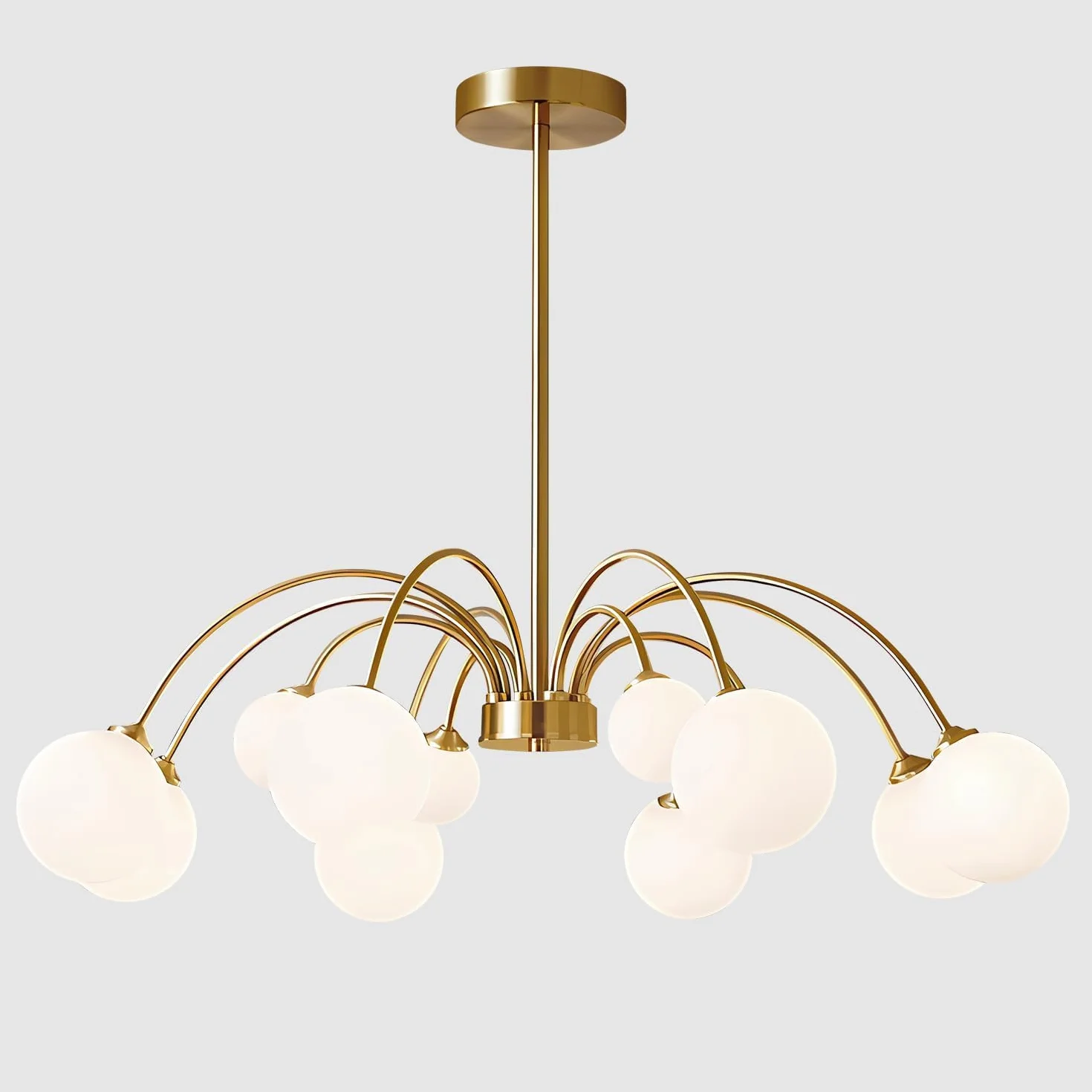 KCO Lighting Lampara de Araña Sputnik 12 Luces, Lampara de Techo Moderna Dorado Bola de Vidrio, Industrial, Vintage para Salon Dormitorio