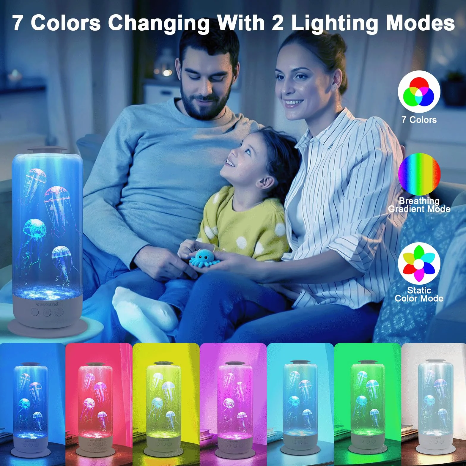 BestYiJo Lampara Medusa Lampara de Lava, Acuario 2.5 Litro Carga USB, Acuario de Medusas Decolorado LED, con Control de Velocidad y 2 Modos de luz, Luces de Atmósfera de Oficina Familiar (Blanco)