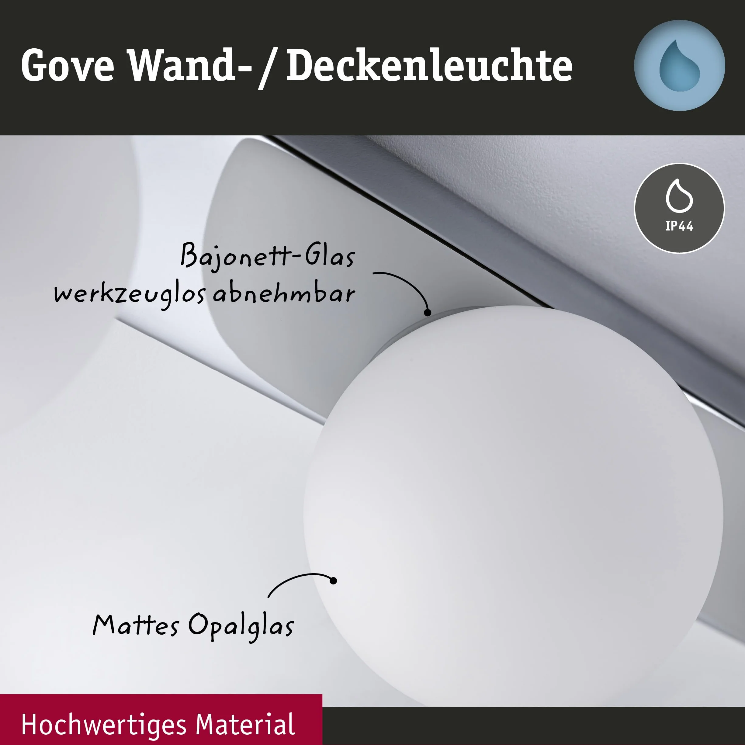 Paulmann 71063 Aplique Selection Bathroom Gove IP44 G9 230 V máx. 3x20W regulable, cromo, satinado, luminaria de baño