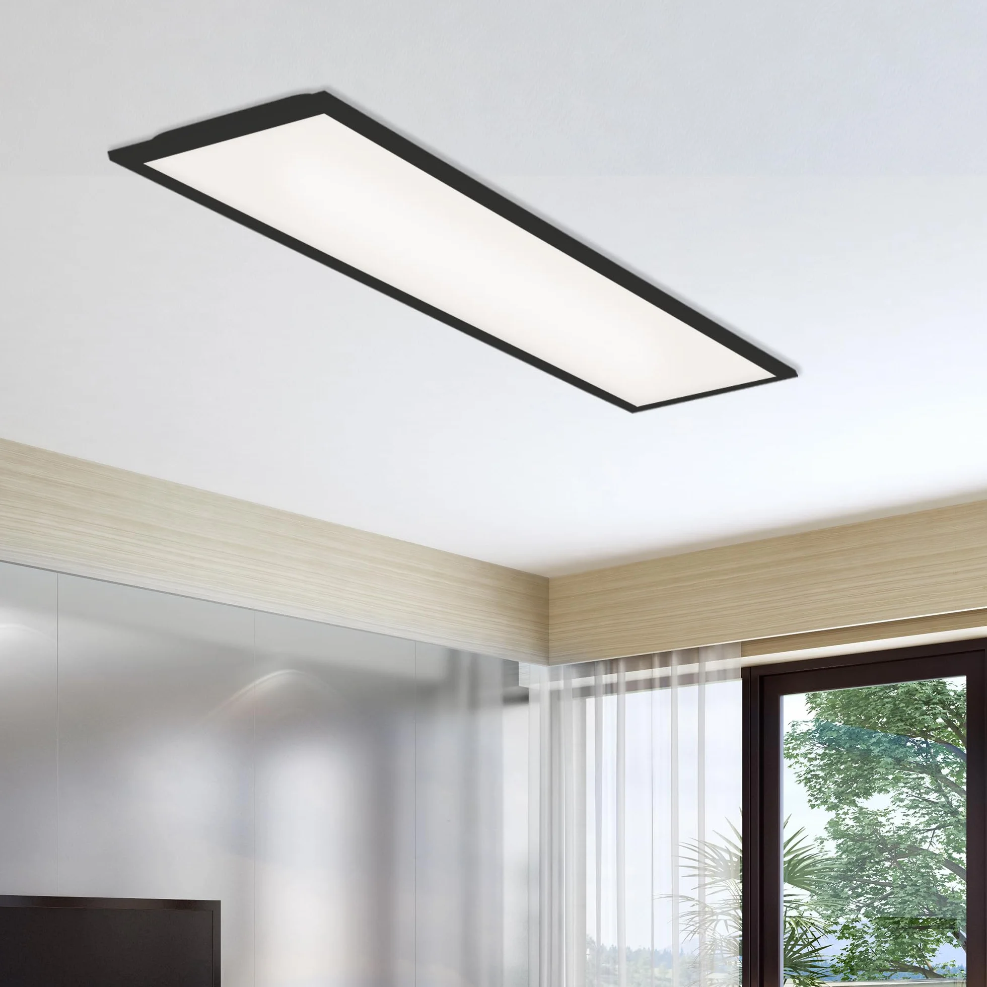 Plafón LED Ultra Plano 22W 2200 Lúmenes 4000K 100x25x6cm Negro