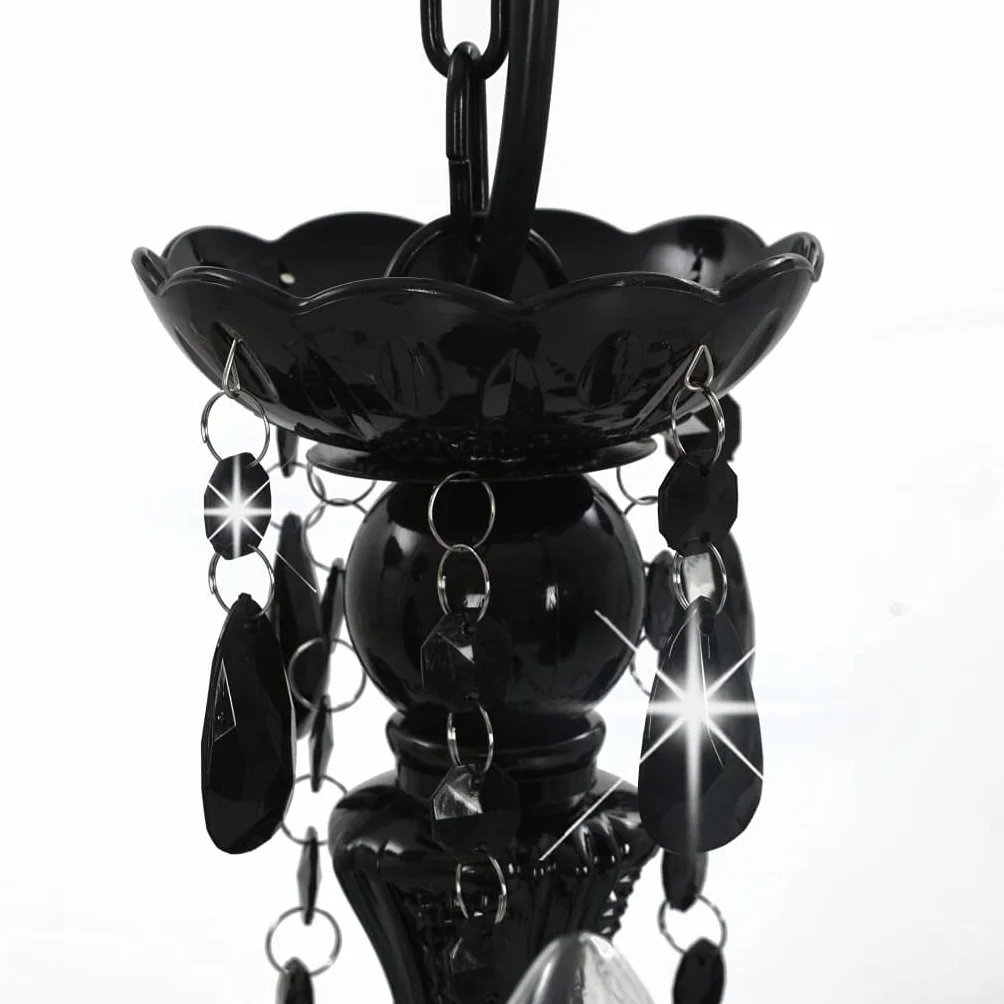 vidaXL Lámpara de Araña con Cuentas Iluminación Interiores Diseño Extravagante Atrevido Moderno Óptima Iluminación Negras Redonda 3 Bombillas E14