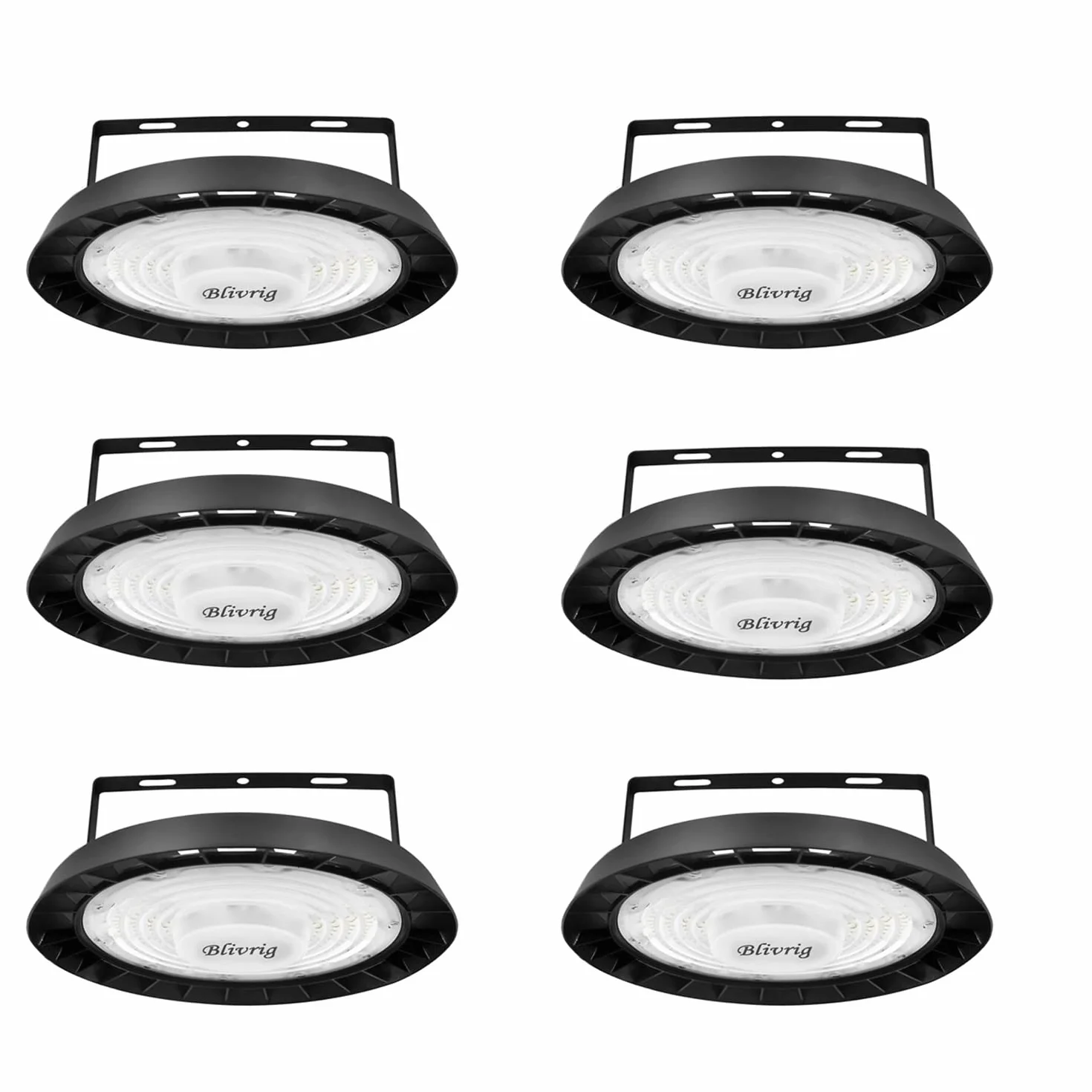 6PCS LED Lampara Industrial Techo 300W UFO Blanco Frío 6500K Con Soporte, Blivrig 30000LM Alto Campana Luz Interior, 252 Focos LED Impermeable IP65, para Naves, Muelle, Fábricas, Almacén, Aeropuerto