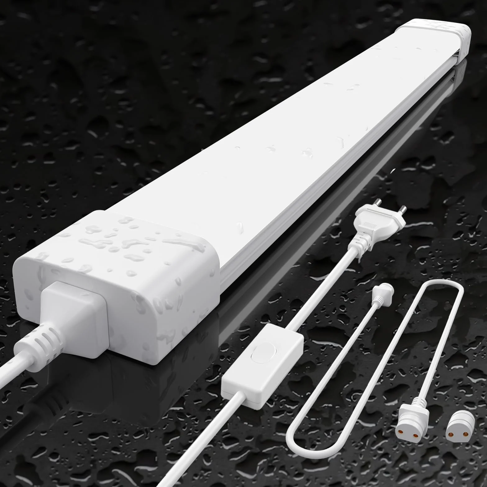 18W Fluorescente LED 60cm, 2000lm Tubo LED de Neón Acoplable, Blanco Natural (4000K) IP65 Impermeable LED Luz de Techo, para Garaje Oficina Sótano Cocina Supermercado
