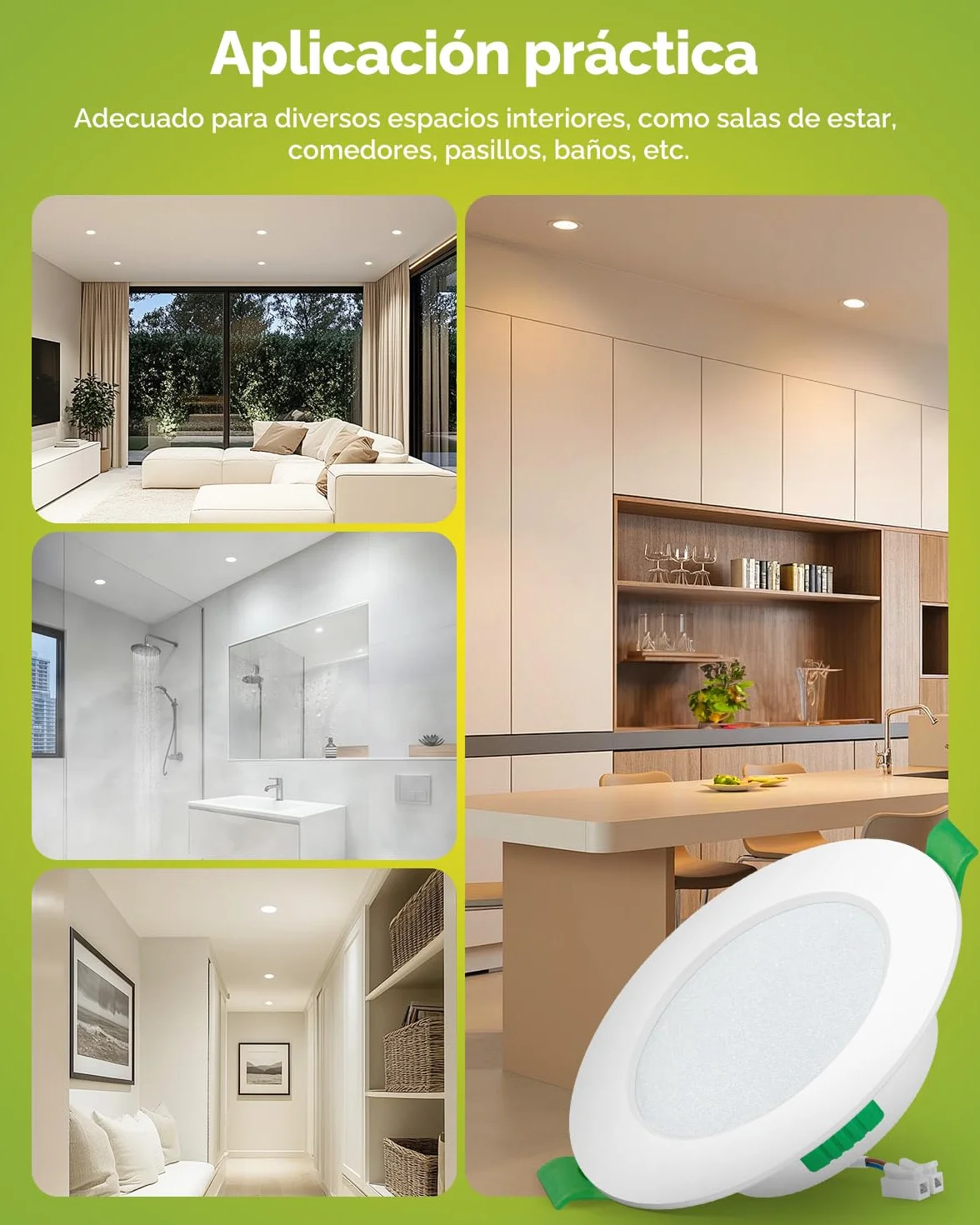 Fondiiz 12 Pack Downlight LED Techo Empotrable, 6W 220V IP44, Corte 75-90mm, Diámetro 98mm