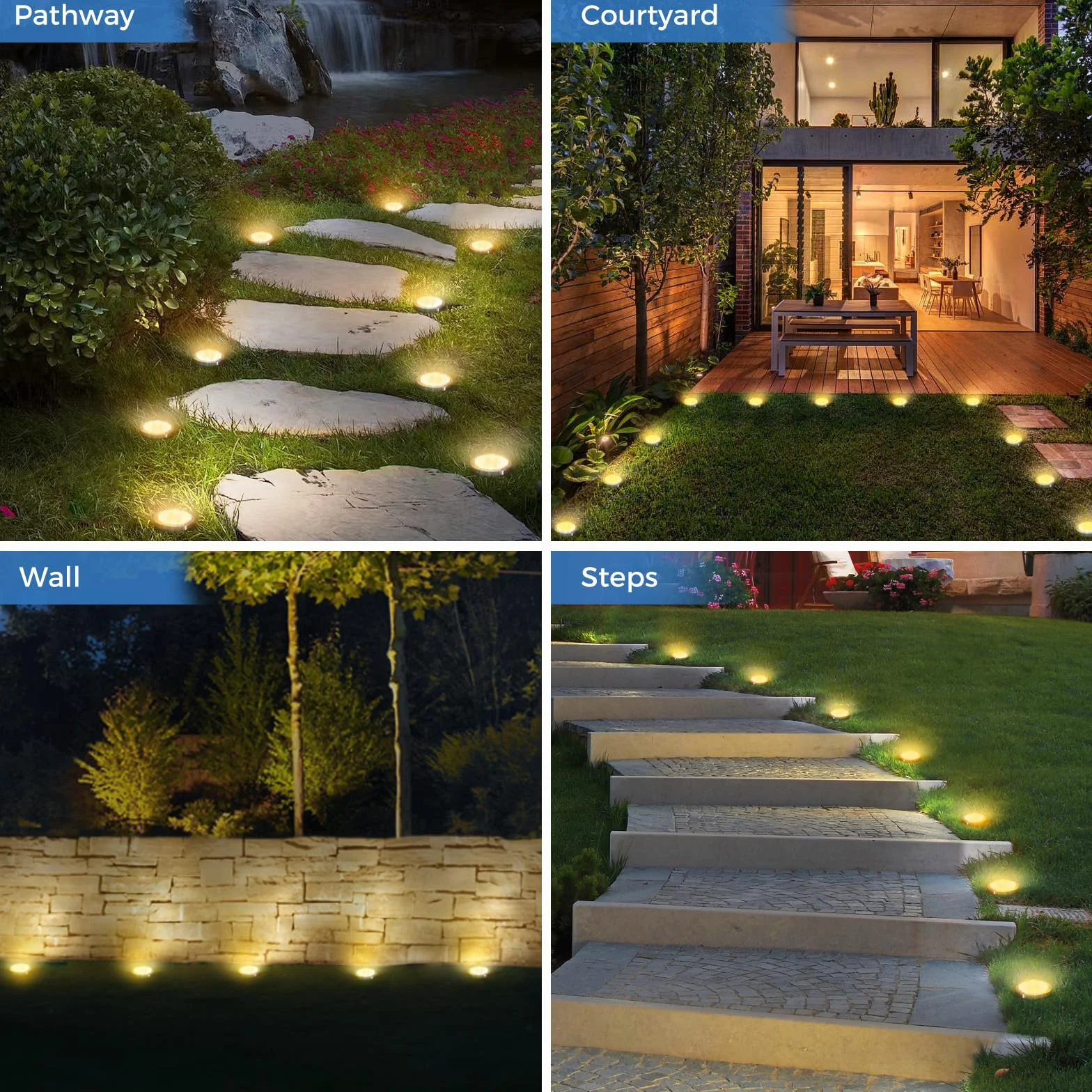 Peasur 12 Paquetes Luces Solares LED Exterior Jardin Suelo IP65 Impermeable Blanco Cálido