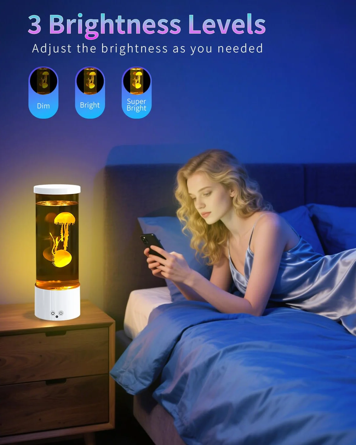 Lámpara de Lava Medusa Acuario USB con 17 Colores LED Control Remoto Luz Nocturna