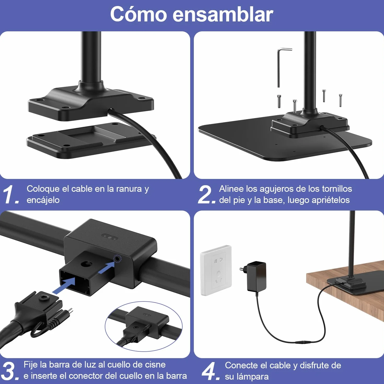 KableRika Lámpara Escritorio LED, 24W Flexo Escritorio con Base, Luz de Arquitecto Regulable, luz monitor con Temporizador, 1500 lúmenes para Leer, Estudiar y Oficina en el Hogar