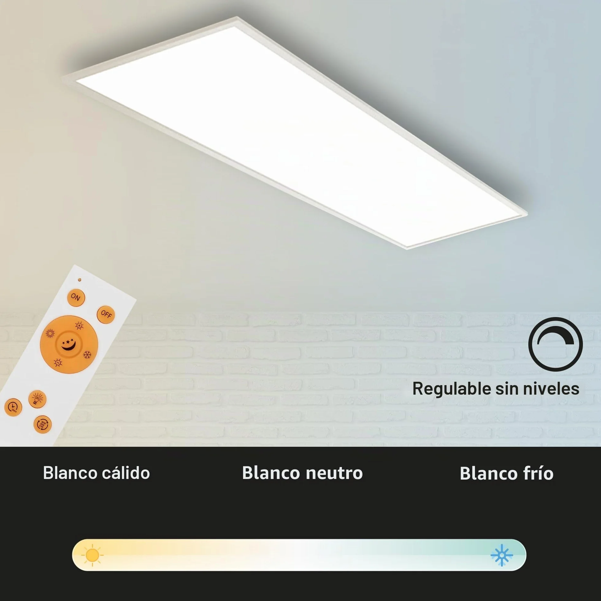 Briloner - Panel de Techo LED, Panel LED Techo Regulable, Control de Temperatura de Color, Control Remoto, 18 W, 1800 Lúm, 120x30 cm, Plafon LED Techo, Lampara Cocina Techo, Paneles LED, Blanco