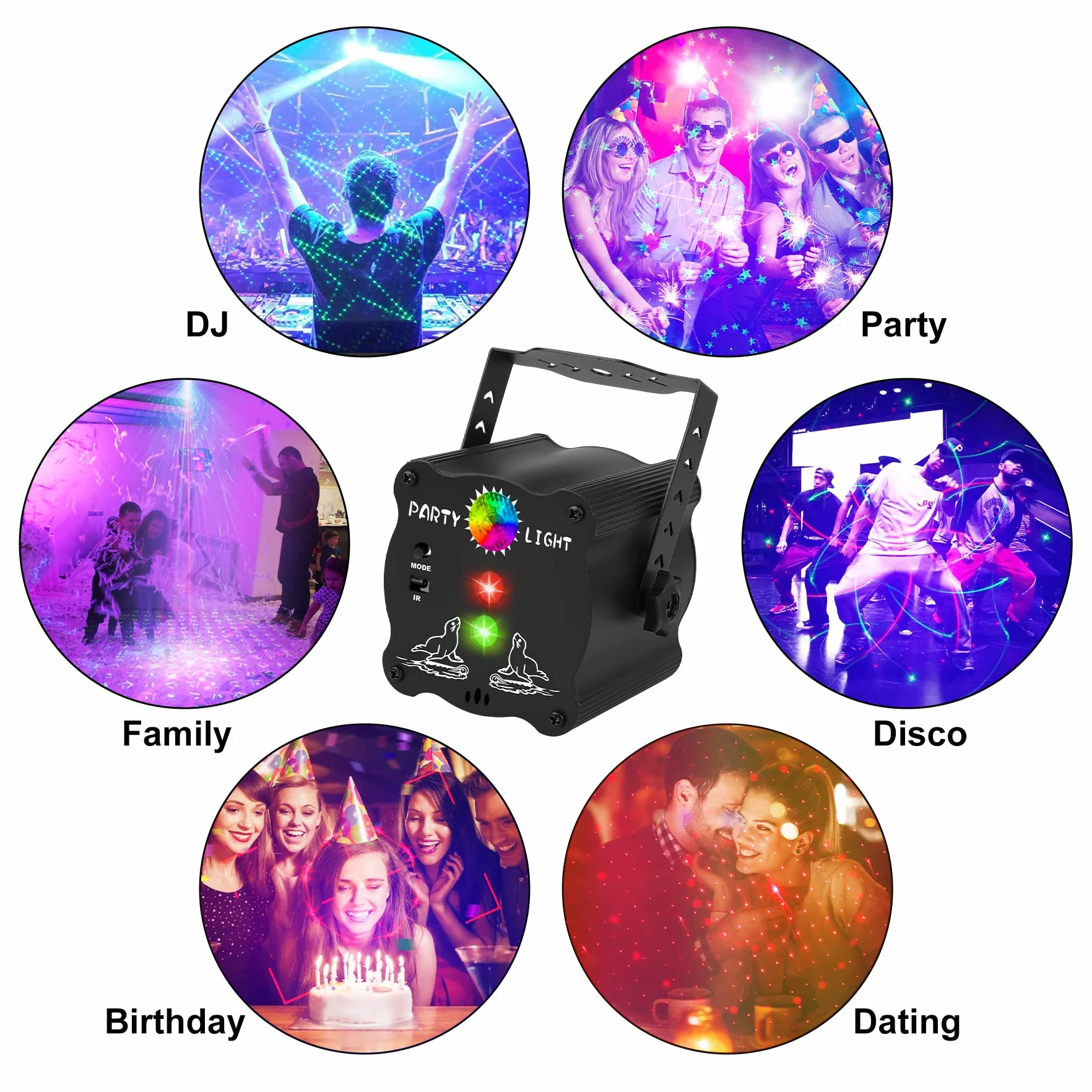 Bola de discoteca LED controlada por música, con mando a distancia, bola de discoteca con cable USB, función de temporización, luces RGB para fiestas