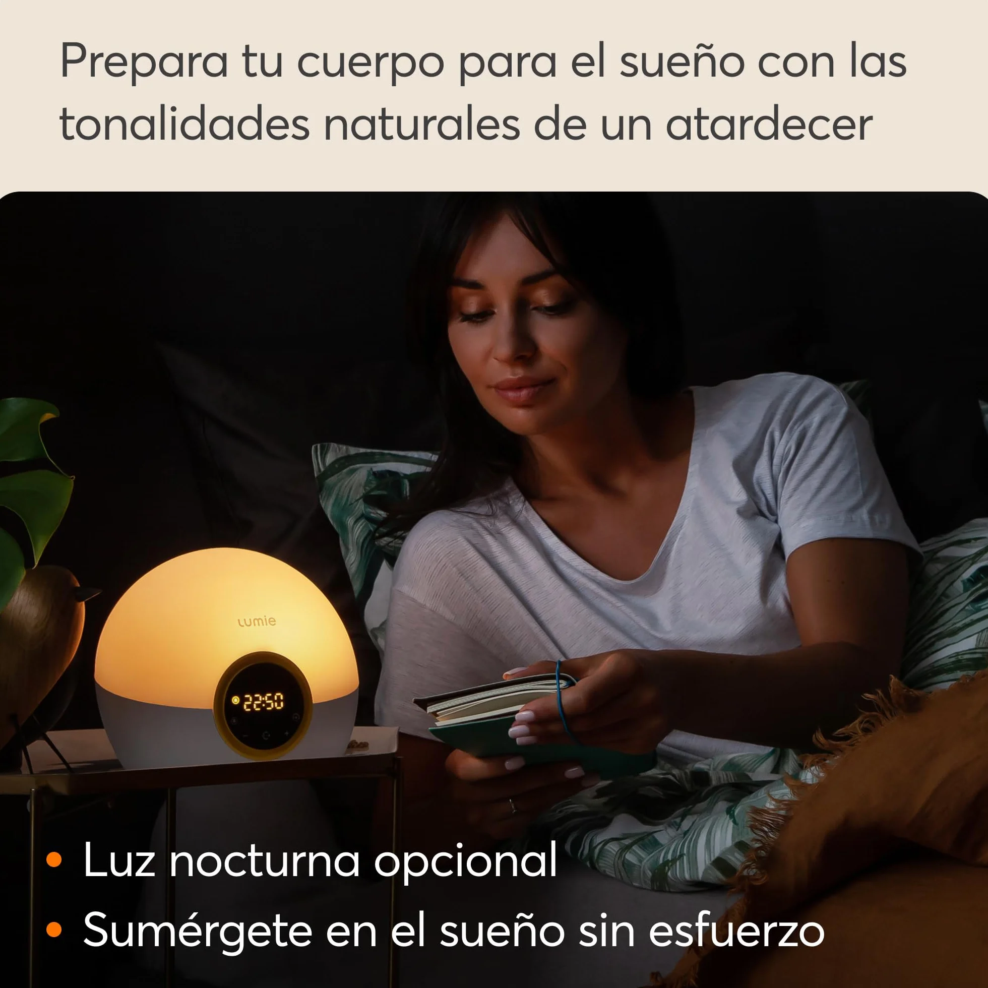 Lumie NBCKE-2000 Bodyclock Rise 100 Despertador de Luz LED, Simulación de la Salida y la Puesta del Sol, Pitido de Alarma Opcional, Blanco