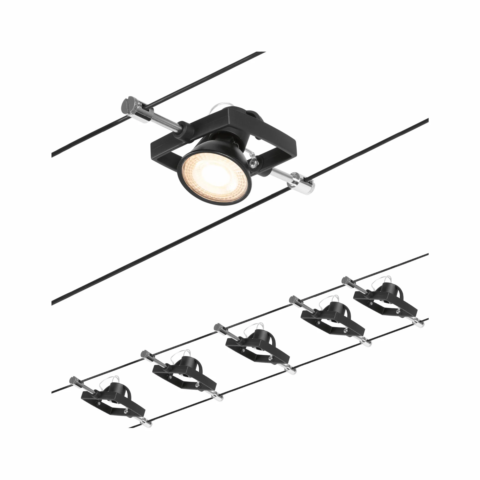Paulmann Mac II Sistema de Cableado, Corriente Continua, Máx. 5x10 W, GU5.3, Cromado Mate