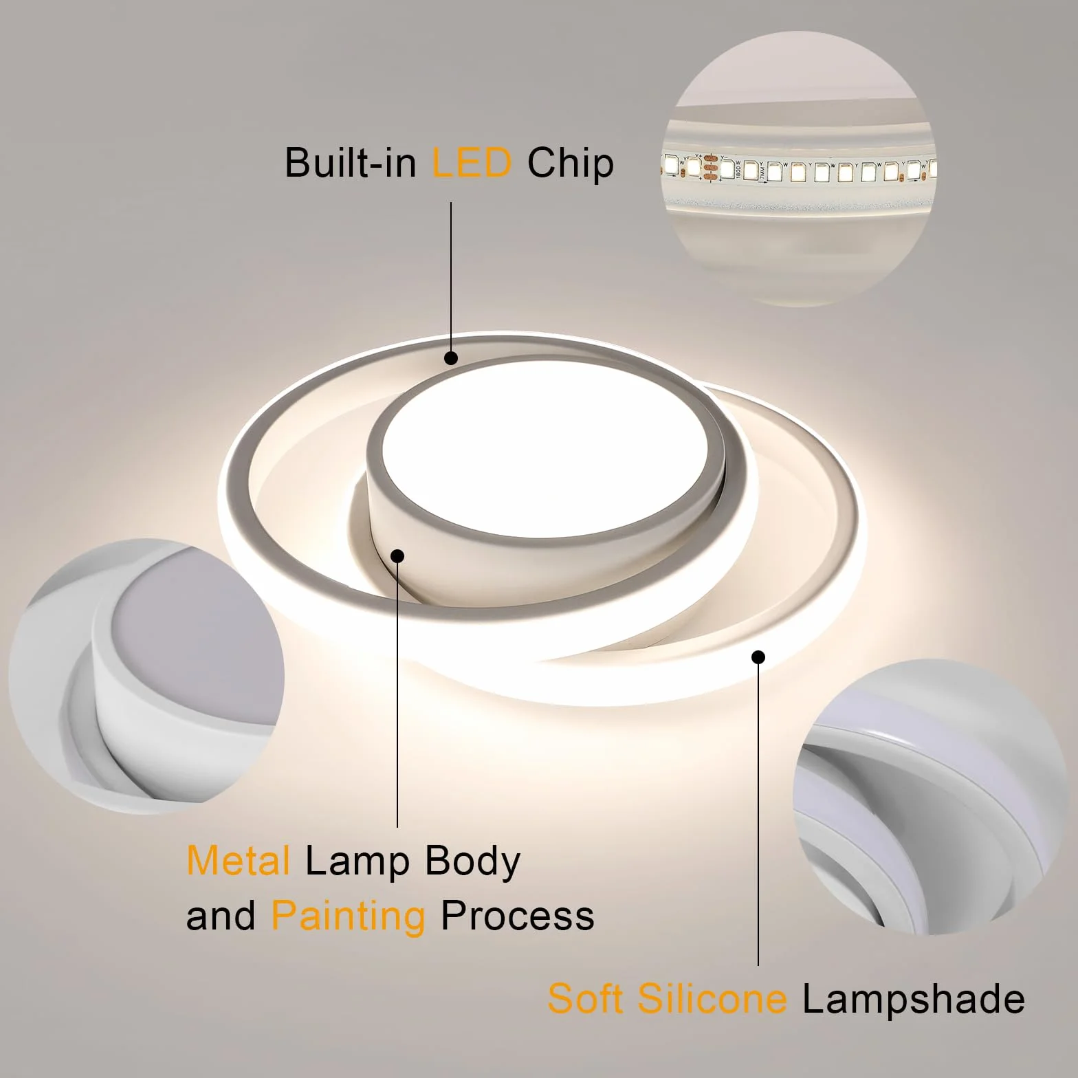 Pack de 2 Plafones LED 32 W 2350 lm 4500 K Blanco Redondo 27 cm